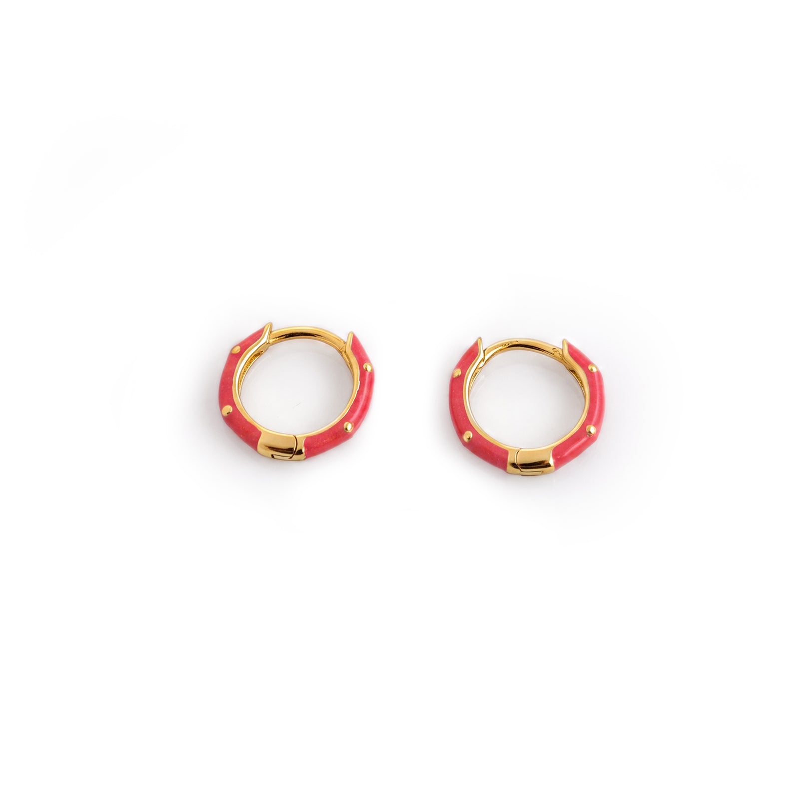 Sterling Silver & 18ct Gold Plated Cerise Huggie Hoop Earrings