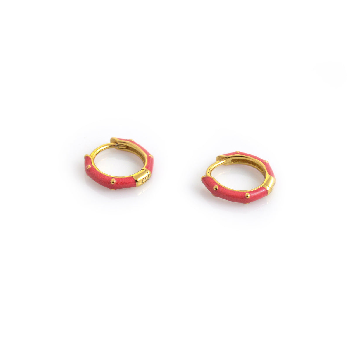Sterling Silver & 18ct Gold Plated Cerise Huggie Hoop Earrings