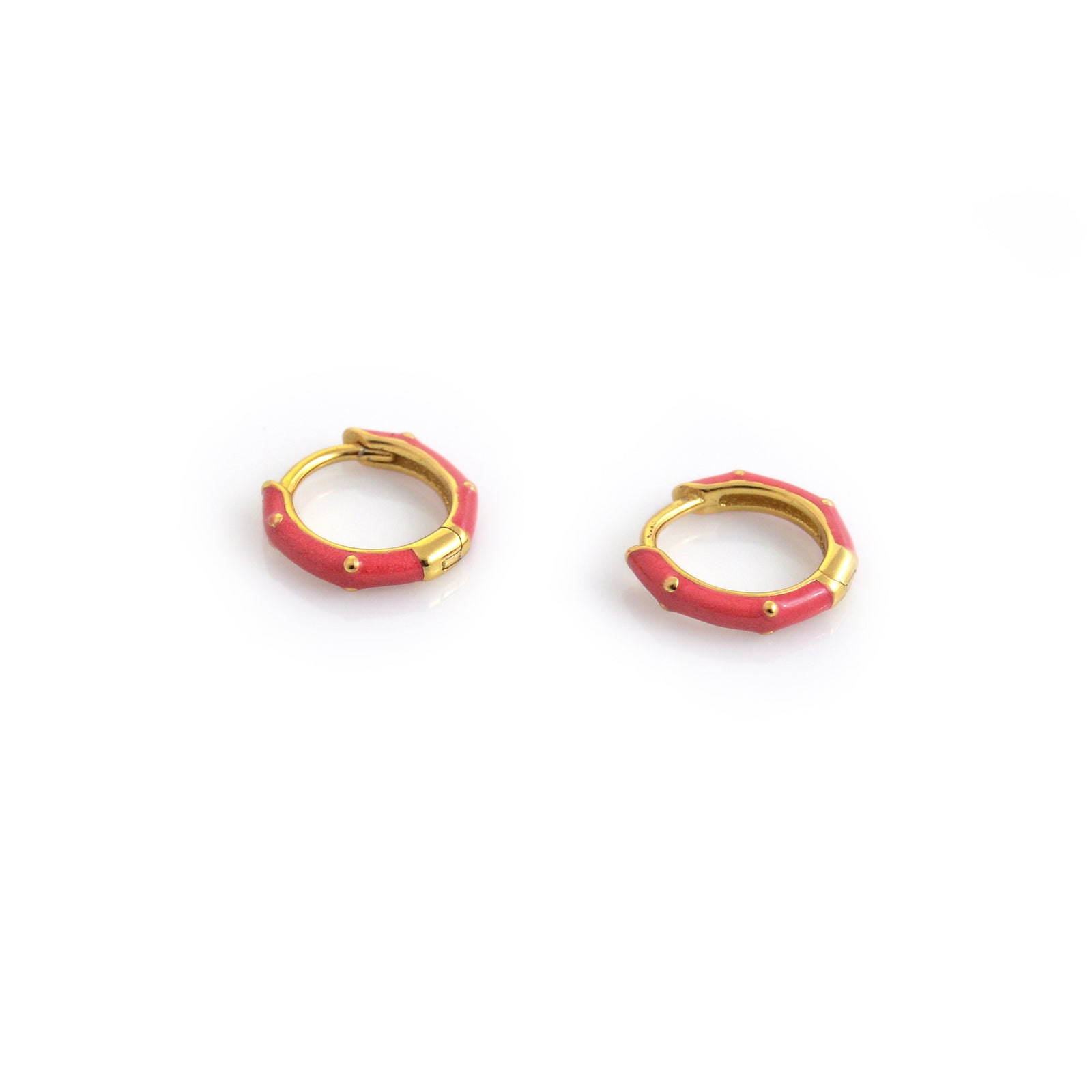 Sterling Silver & 18ct Gold Plated Cerise Huggie Hoop Earrings