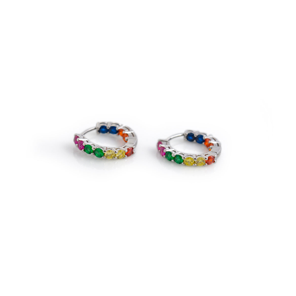 CZ & Sterling Silver Huggie Hoop Earrings