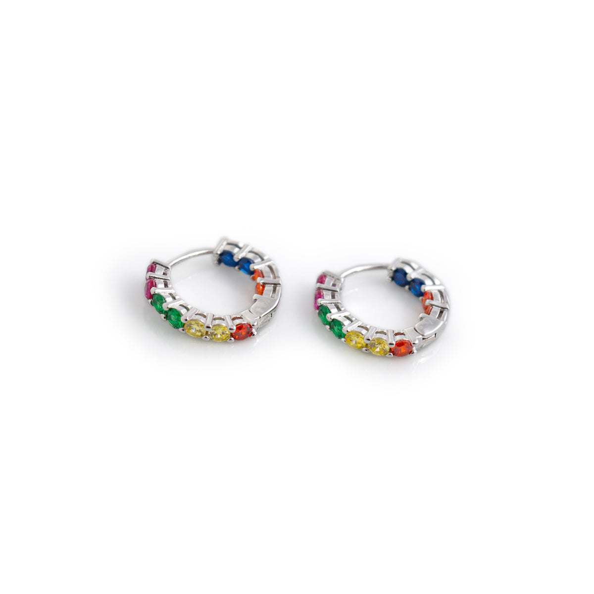 CZ &amp; Sterling Silver Huggie Hoop Earrings