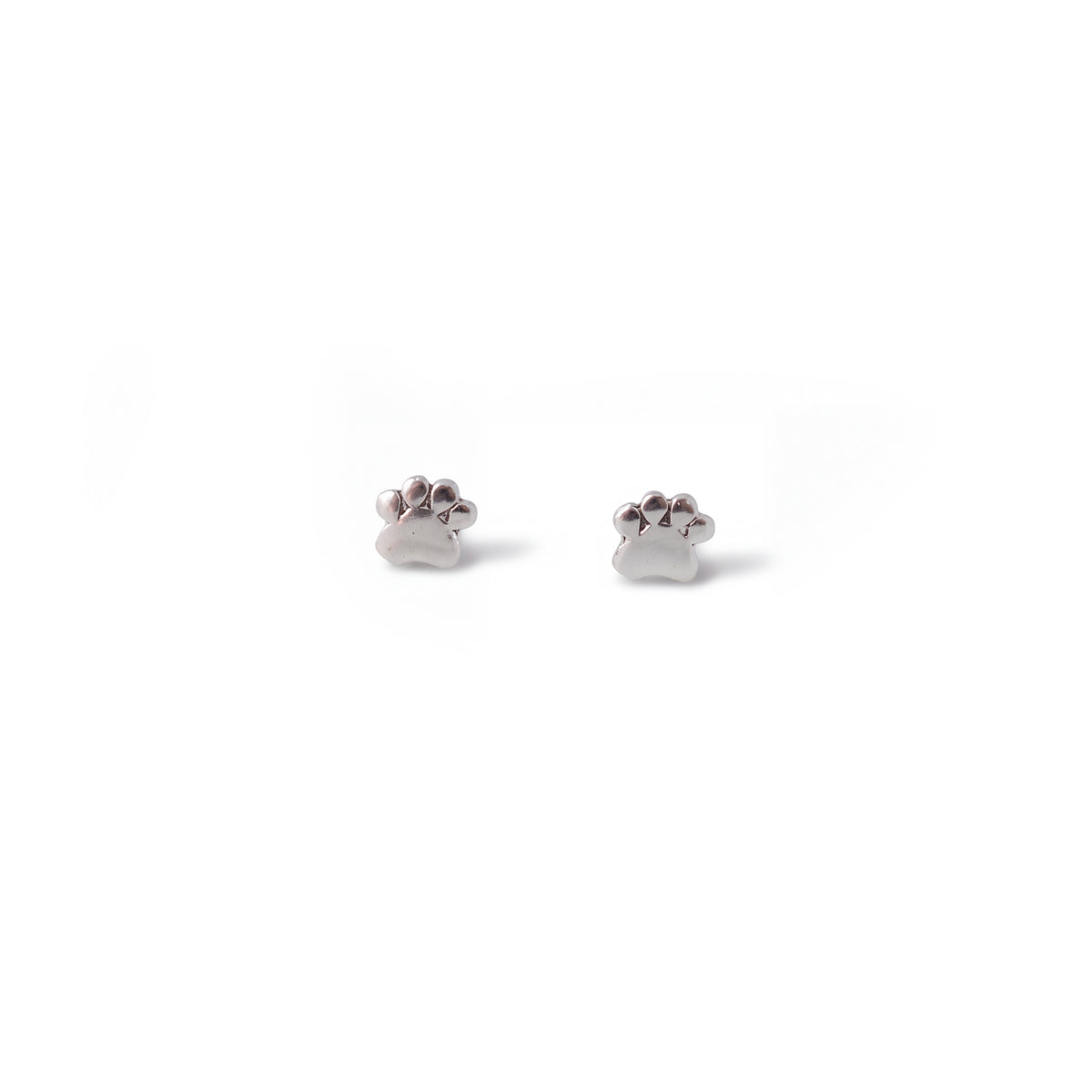 Sterling Silver Paw Print Stud Earrings