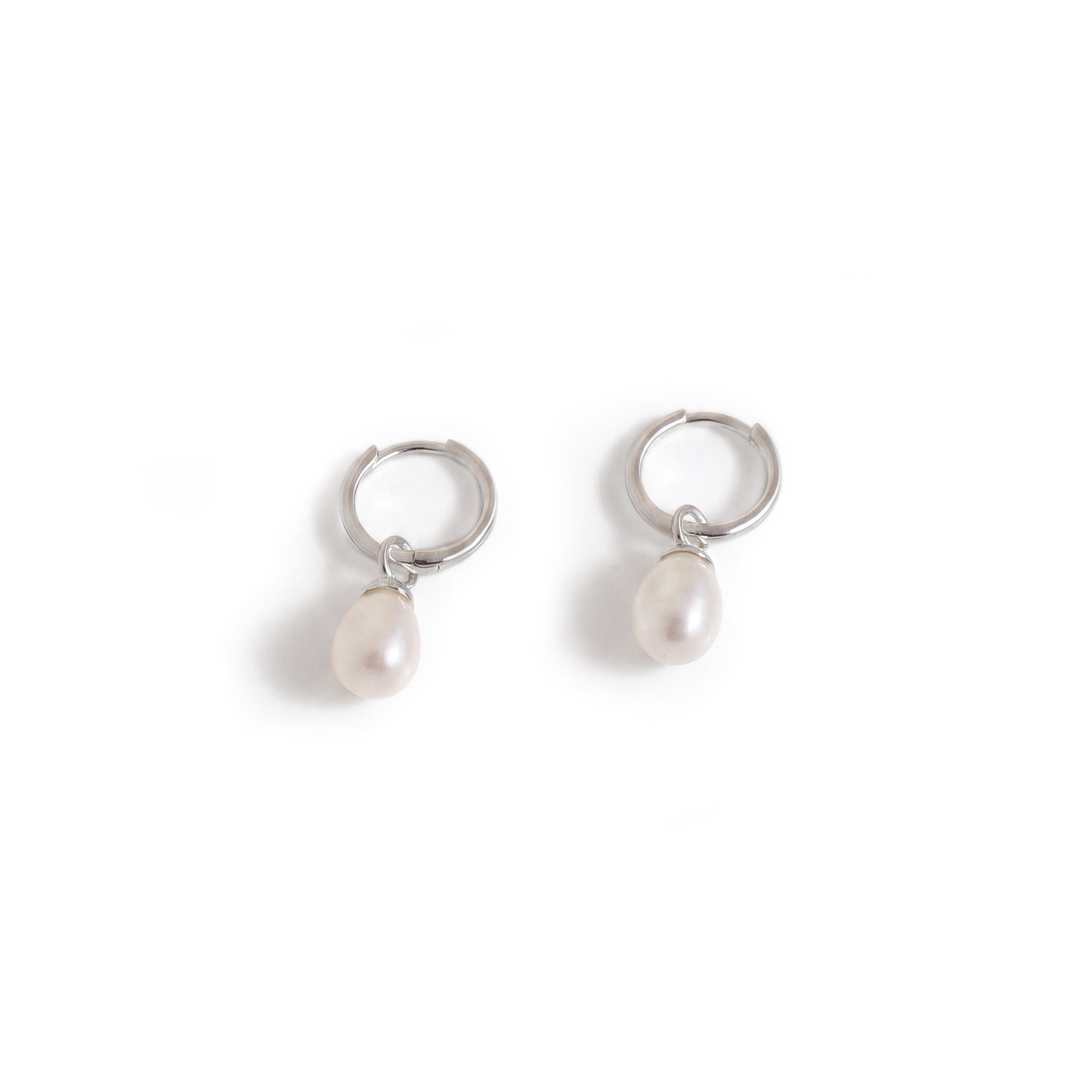 Exclusive Sterling Silver & Freshwater Pearl Huggie Hoop Earrings
