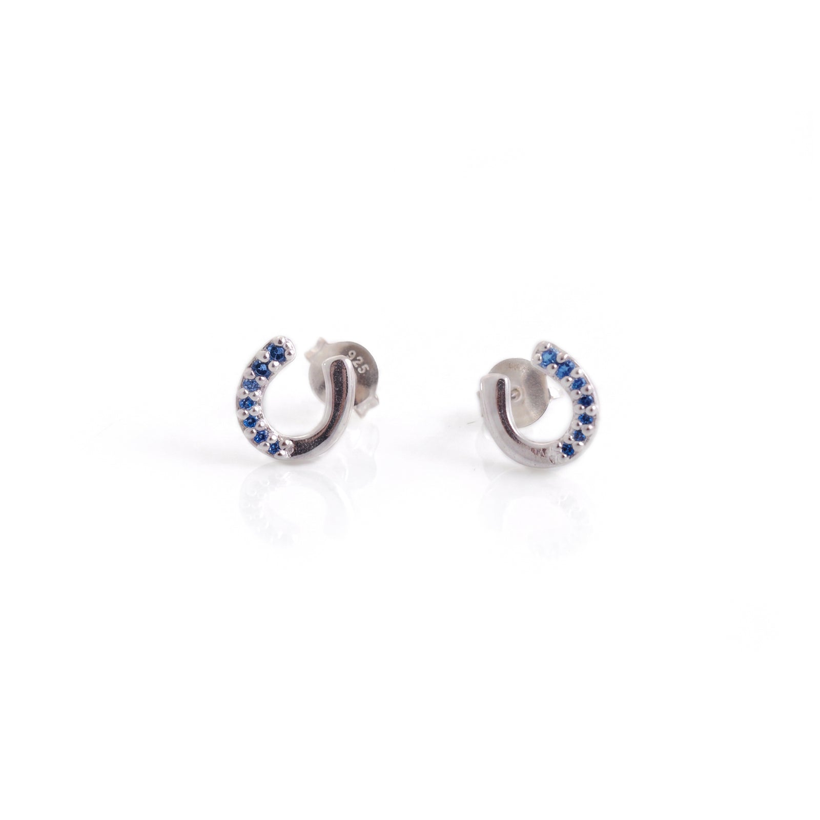 CZ and Sterling Silver Horseshoe Stud Earrings