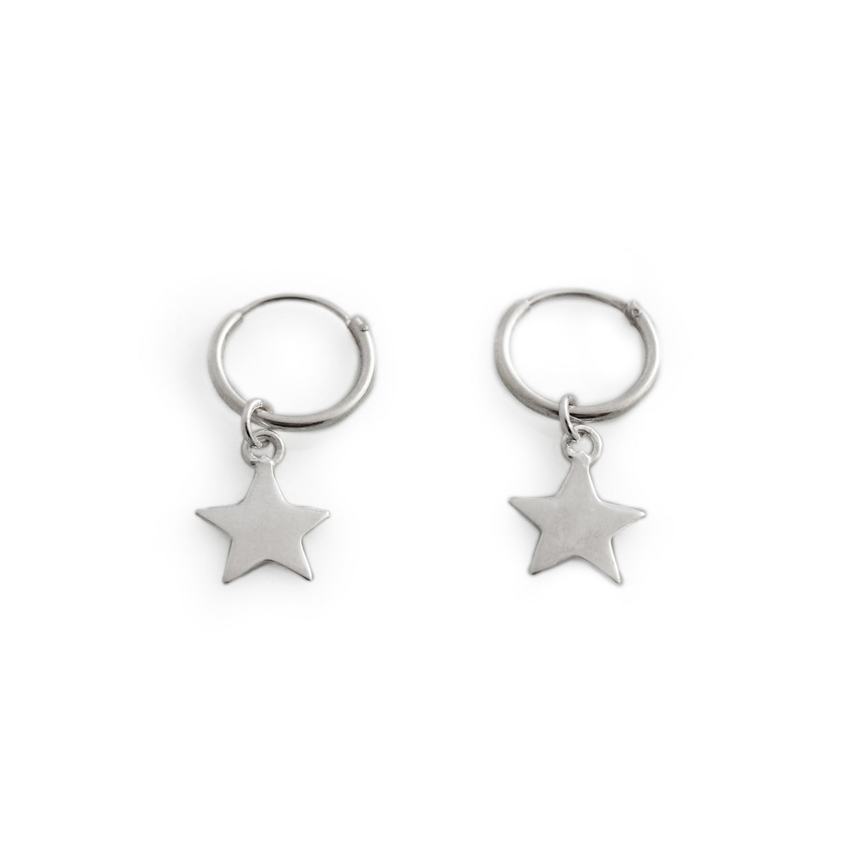 Exclusive Sterling Silver Star Charm Hoop Earrings