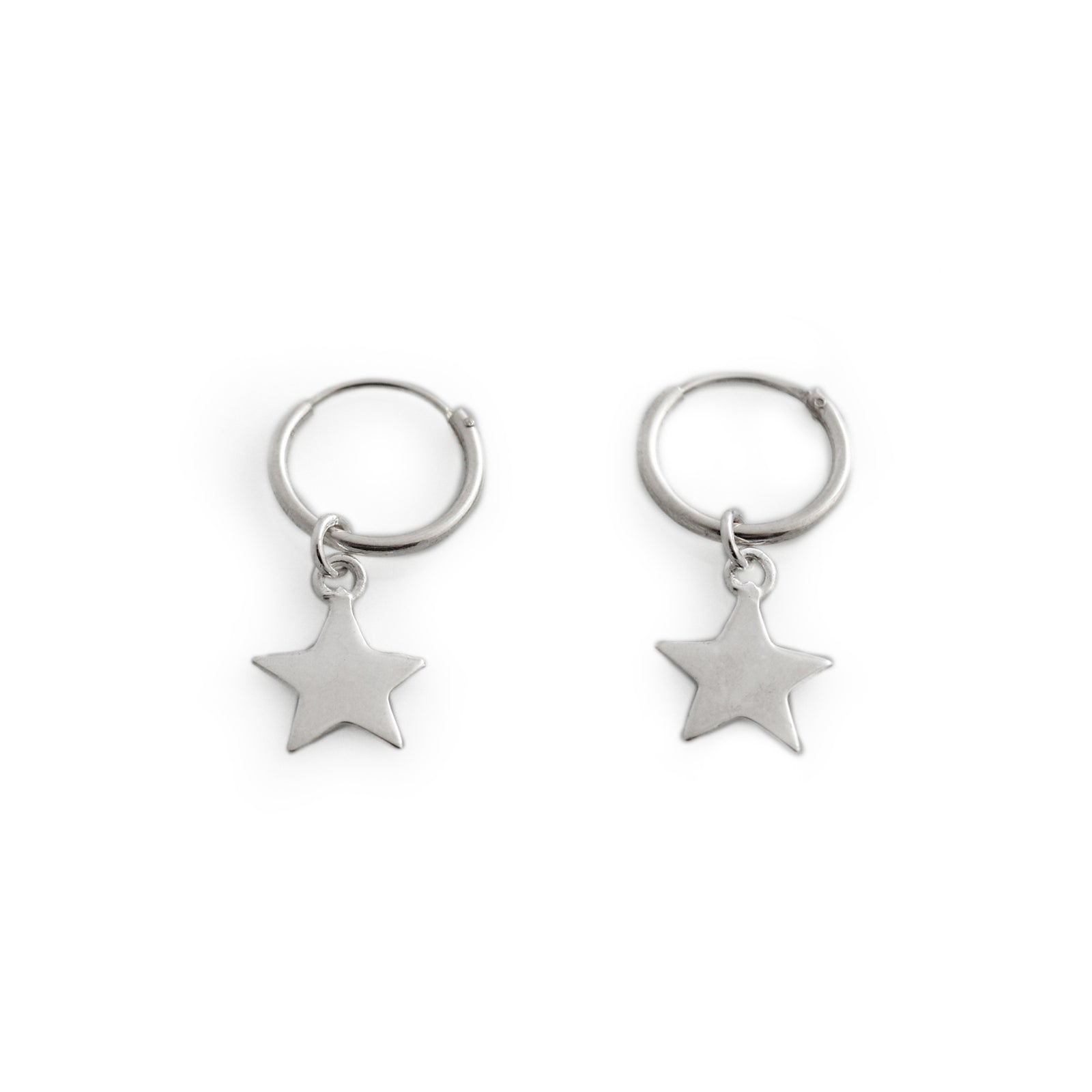Exclusive Sterling Silver Star Charm Hoop Earrings