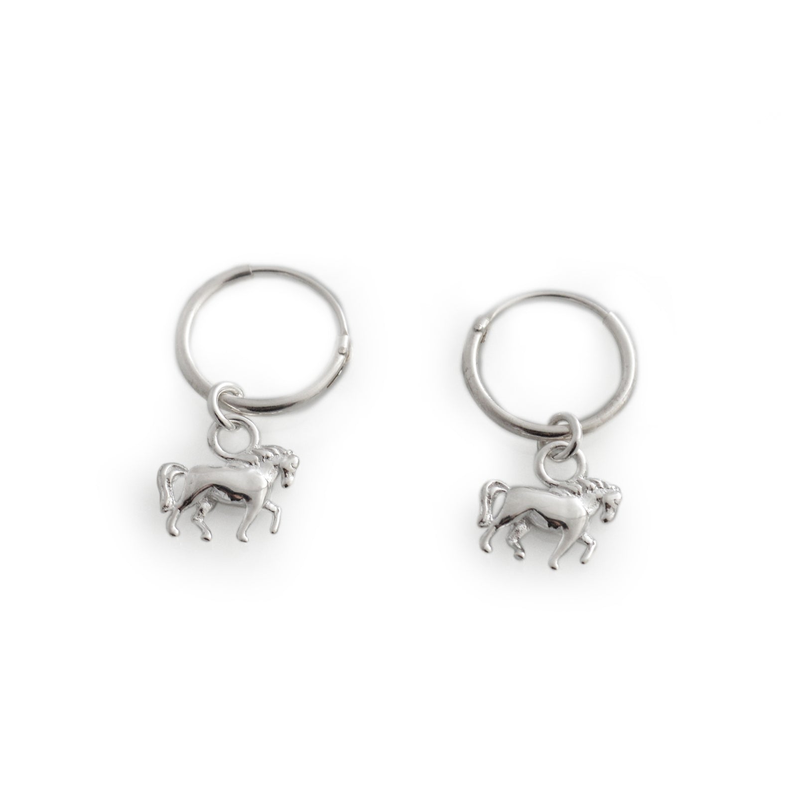 Exclusive Sterling Silver Horse Charm Hoop Earrings
