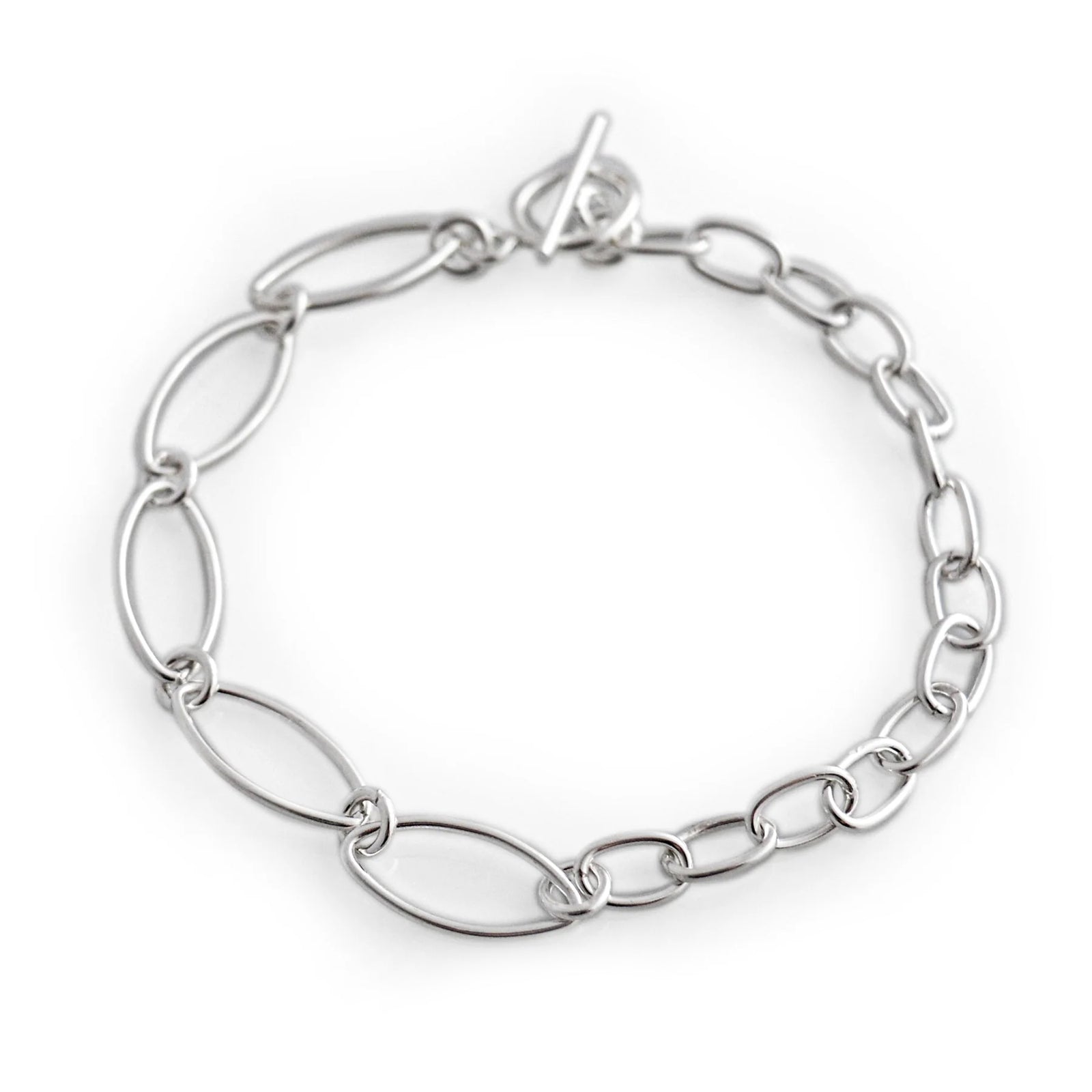 Sterling Silver Oval Ellipse Bracelet