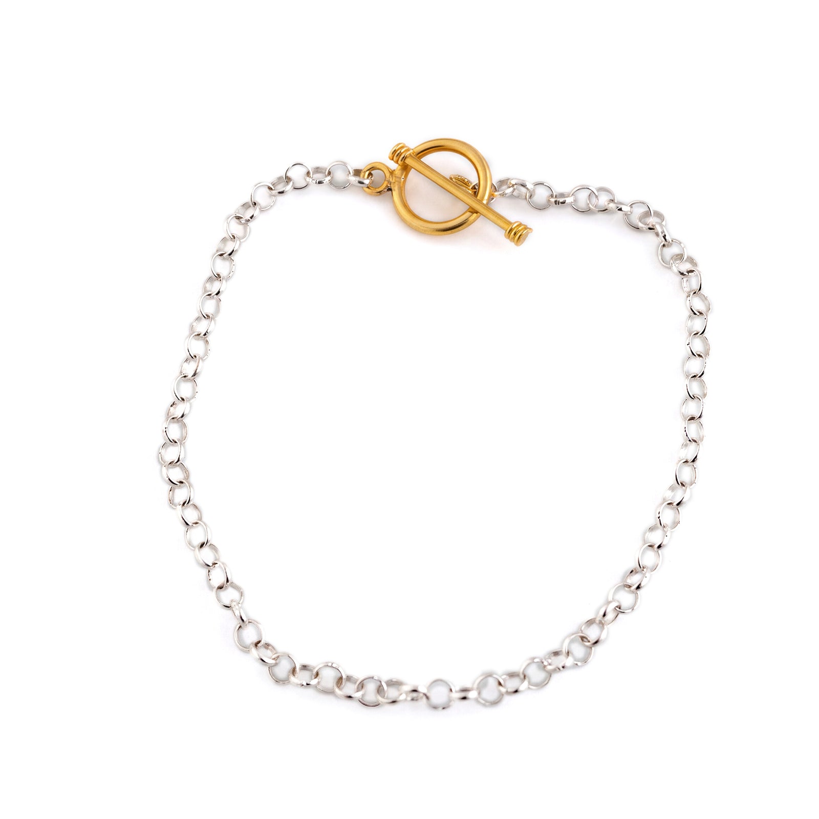 Exclusive Sterling Silver & 18ct Gold Plated Fob Bracelet