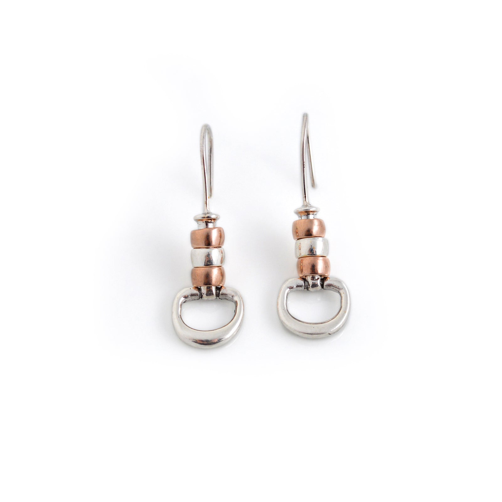 Exclusive Sterling Silver & 18ct Rose Gold Plate Cherry Roller Snaffle Earrings