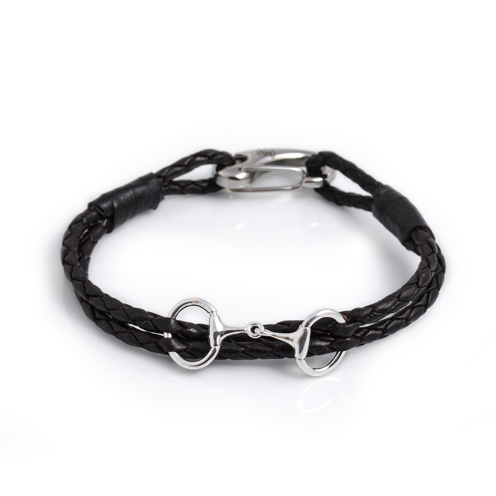 Sterling Silver Exclusive Dinky Snaffle Bit Leather Bracelet
