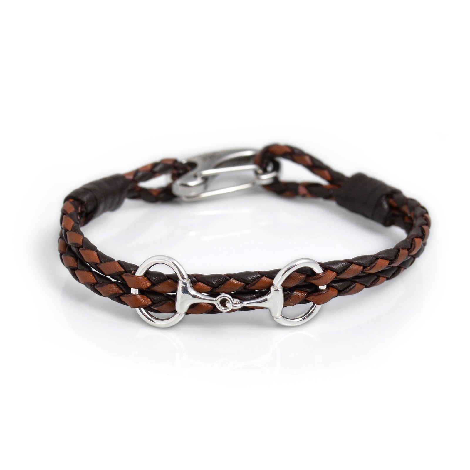 Sterling Silver Exclusive Dinky Snaffle Bit Leather Bracelet
