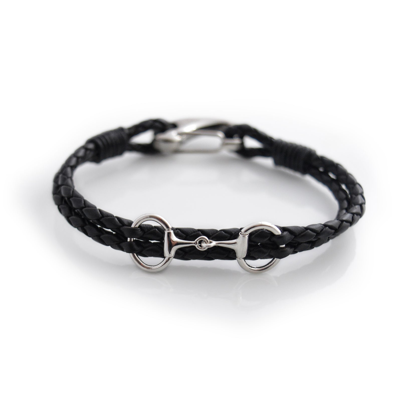 Sterling Silver Exclusive Dinky Snaffle Bit Leather Bracelet