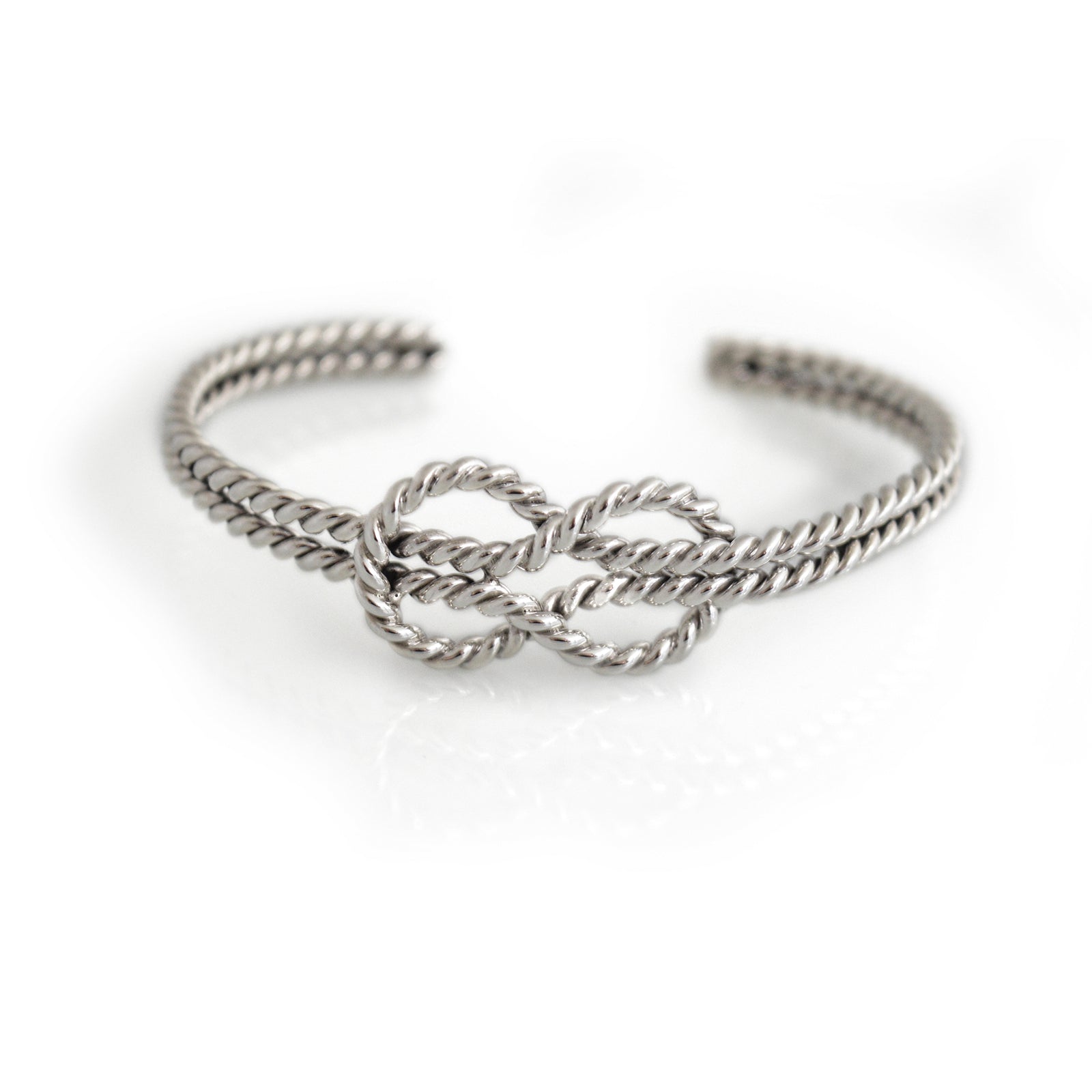 Sterling Silver Infinity Knot Rope Cuff Bracelet
