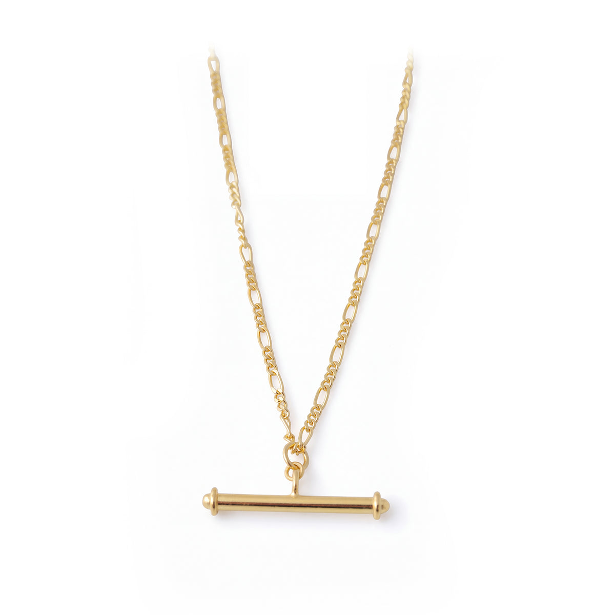Sterling Silver &amp; 18ct Yellow Gold Plated Capped T-Bar Necklace