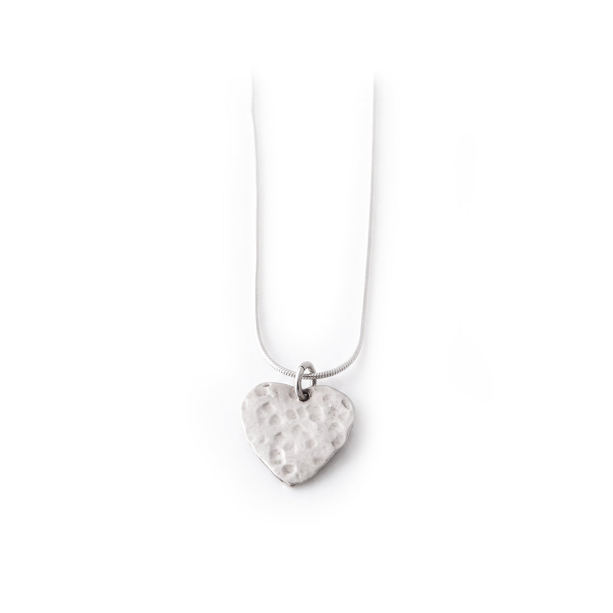 Sterling Silver Hammered Heart Necklace