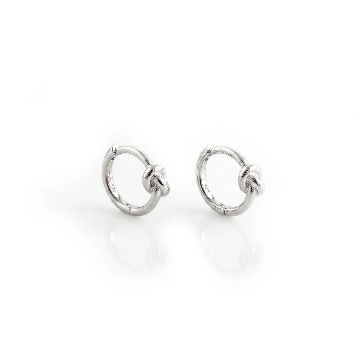 Sterling Silver Knot Huggie Hoop Earrings