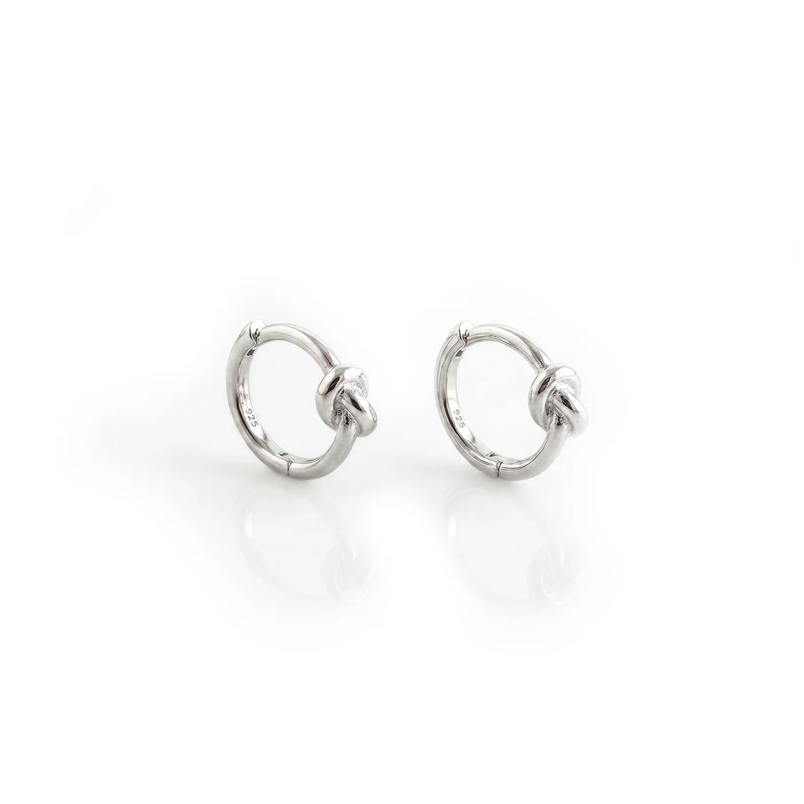 Sterling Silver Knot Huggie Hoop Earrings