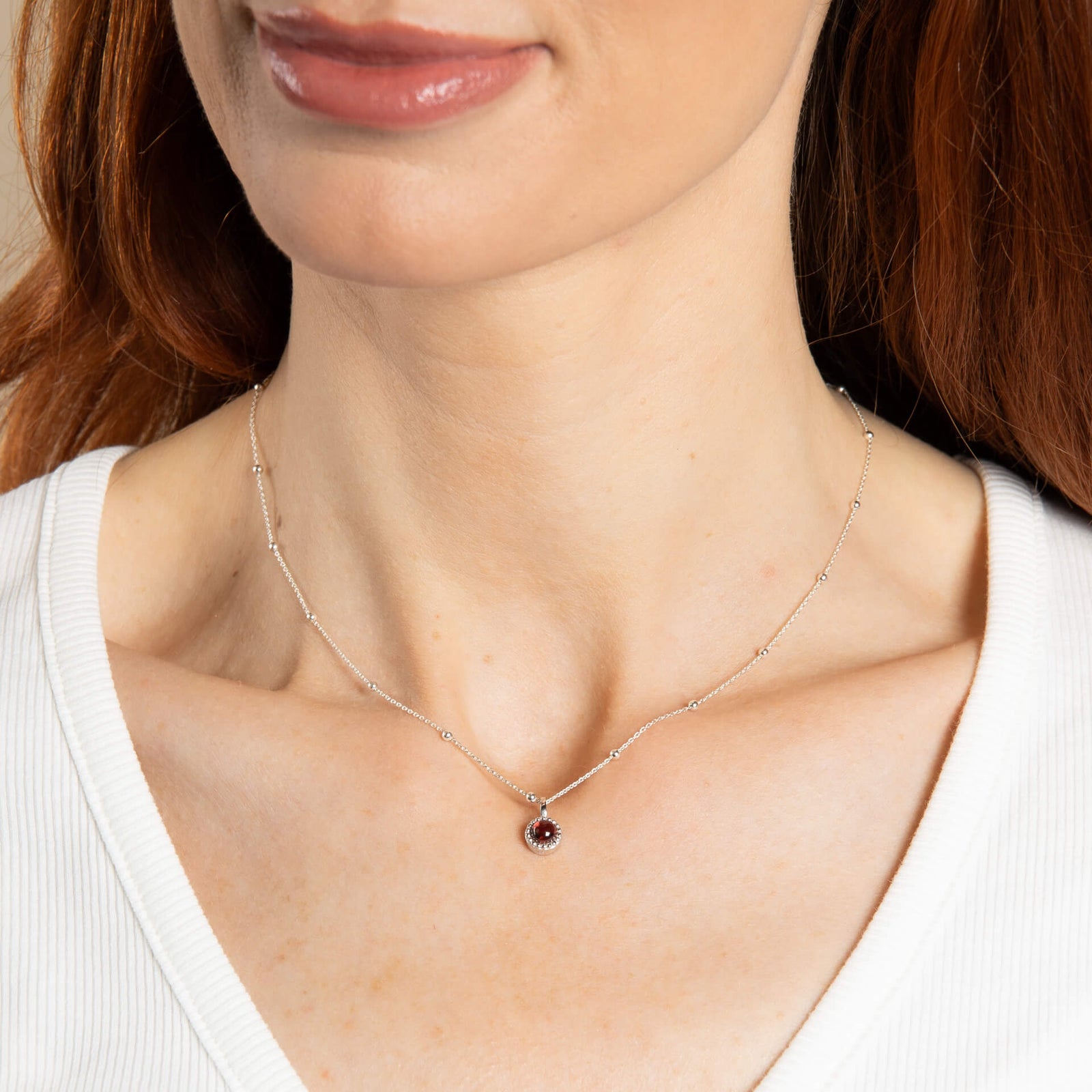 Milgrain Semi-Precious Cabochon June Birthstone Pendant