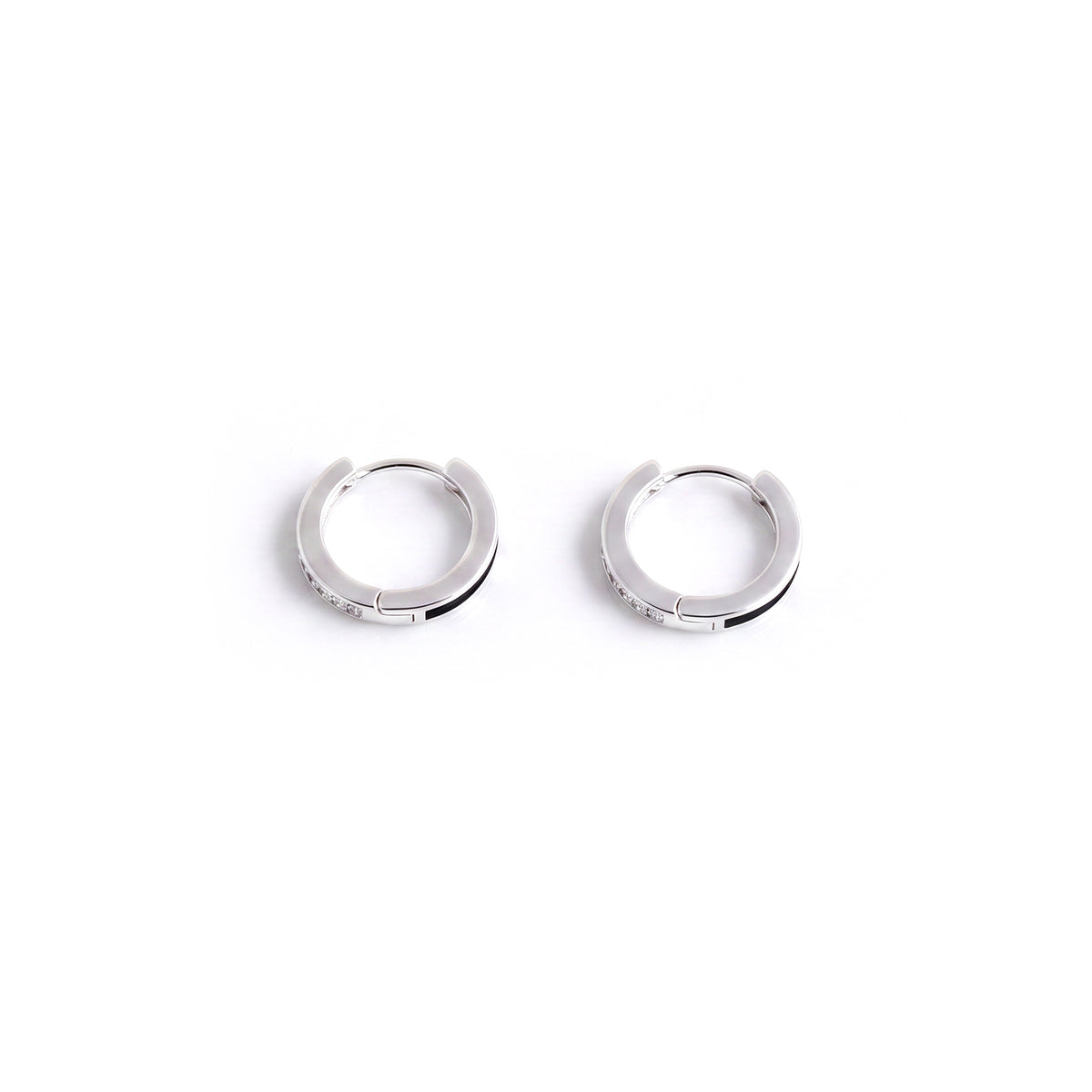 Sterling Silver Huggie Hoops with CZ Pavé Detail