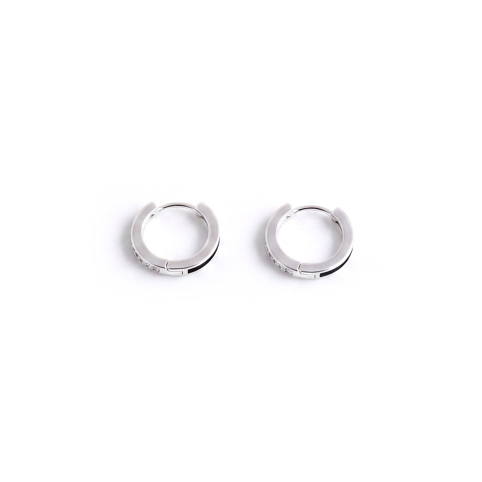 Sterling Silver Huggie Hoops with CZ Pavé Detail