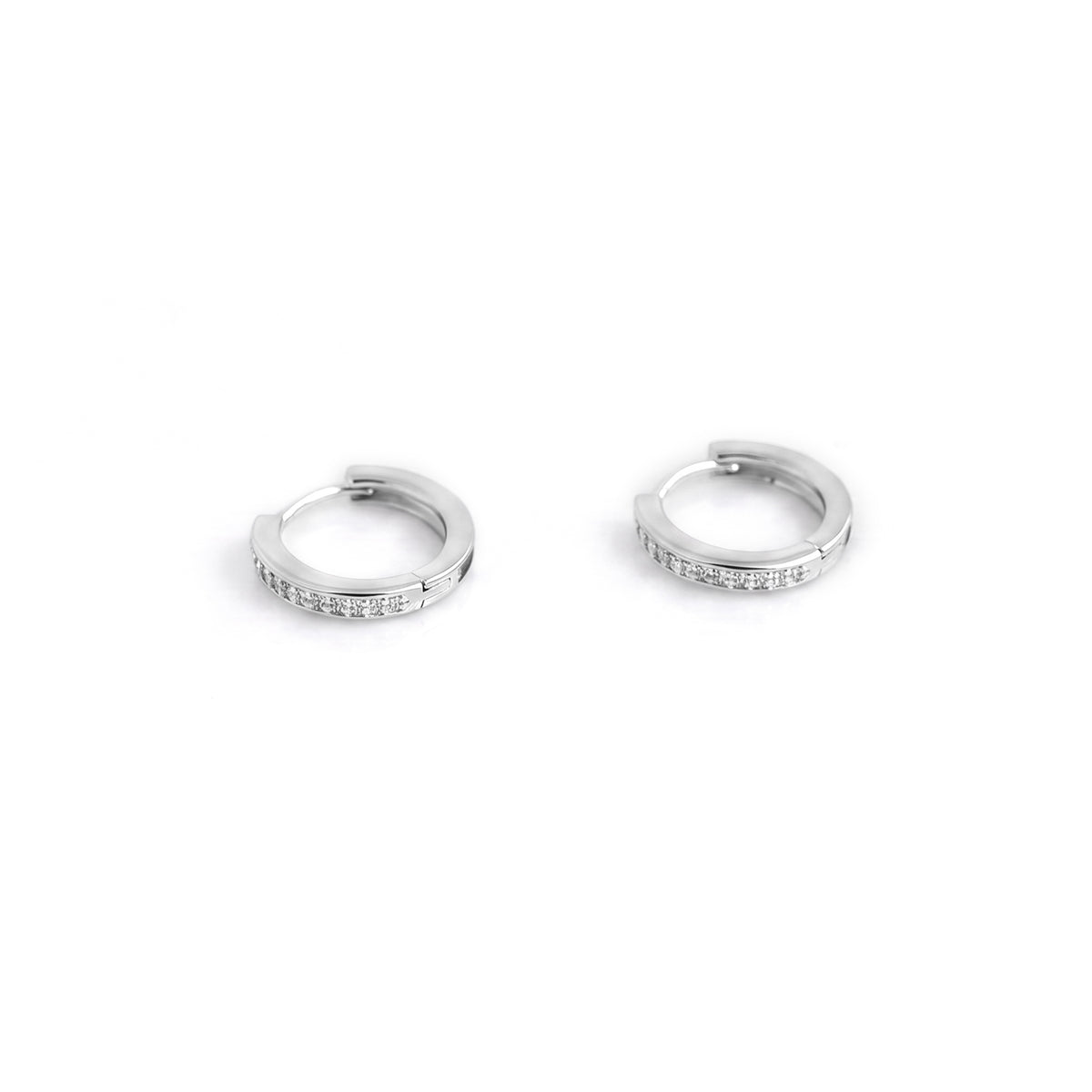 Sterling Silver Huggie Hoops with CZ Pavé Detail