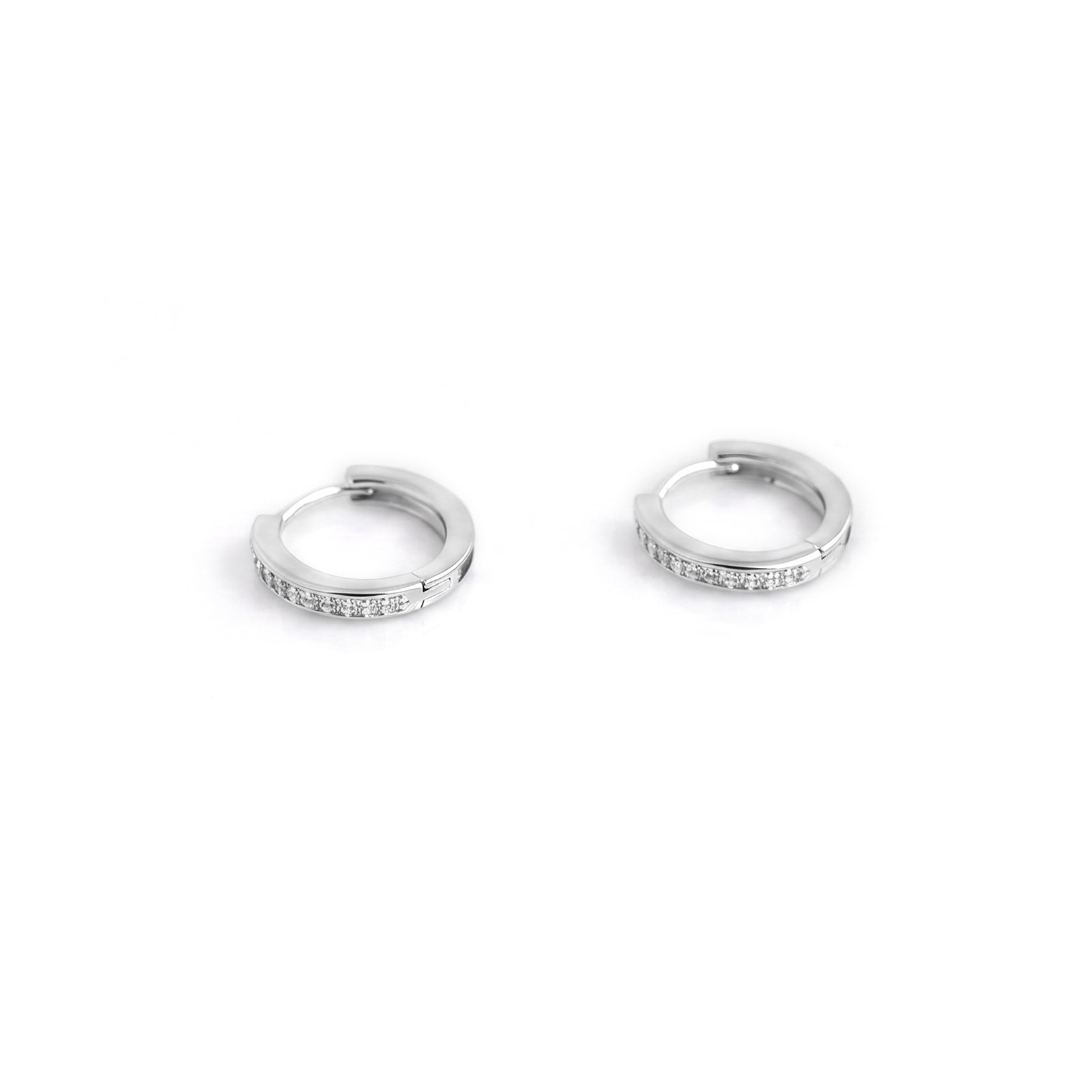 Sterling Silver Huggie Hoops with CZ Pavé Detail