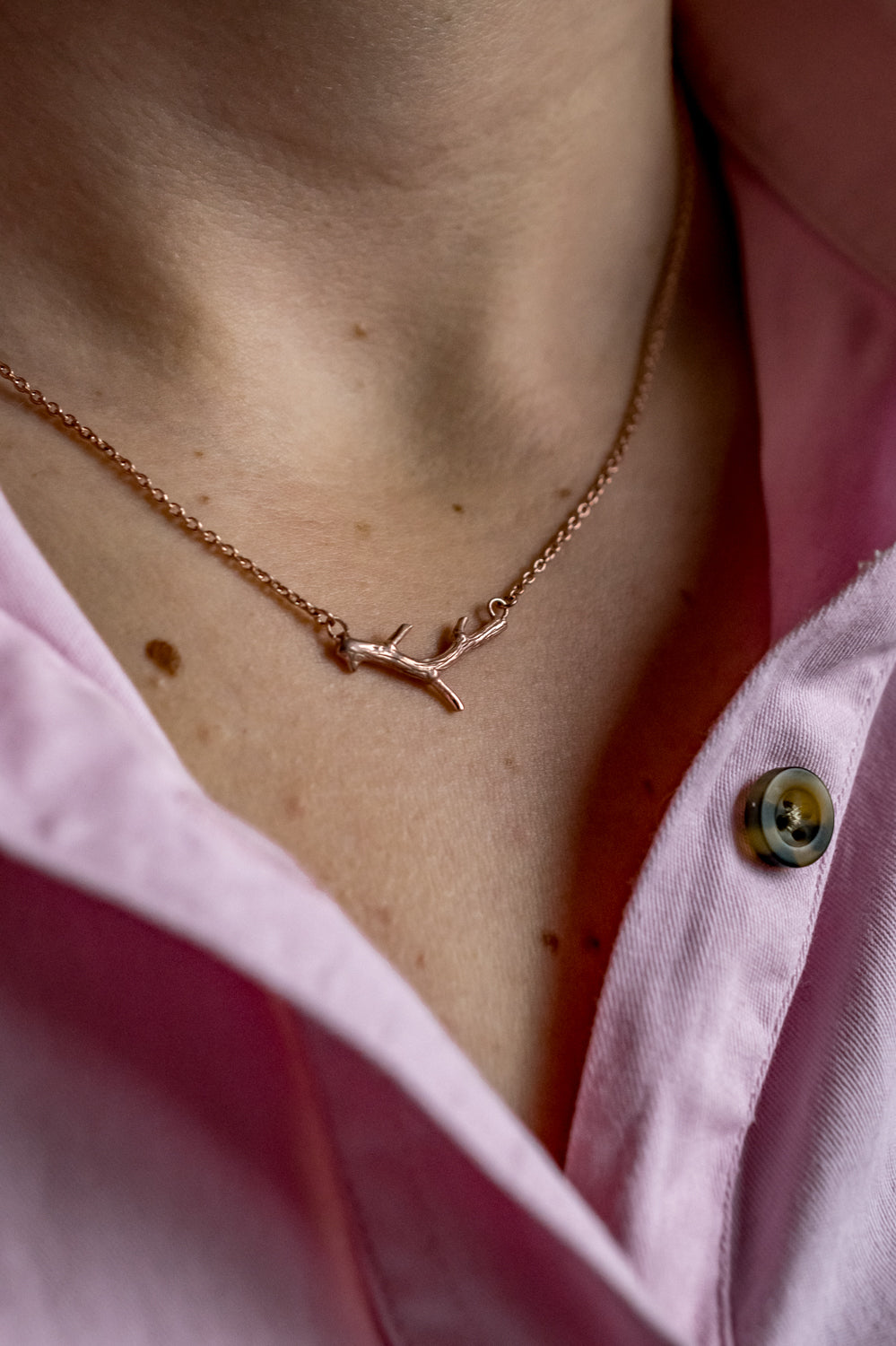 Exclusive Sterling Silver & Complete 18ct Rose Gold Twig Necklace