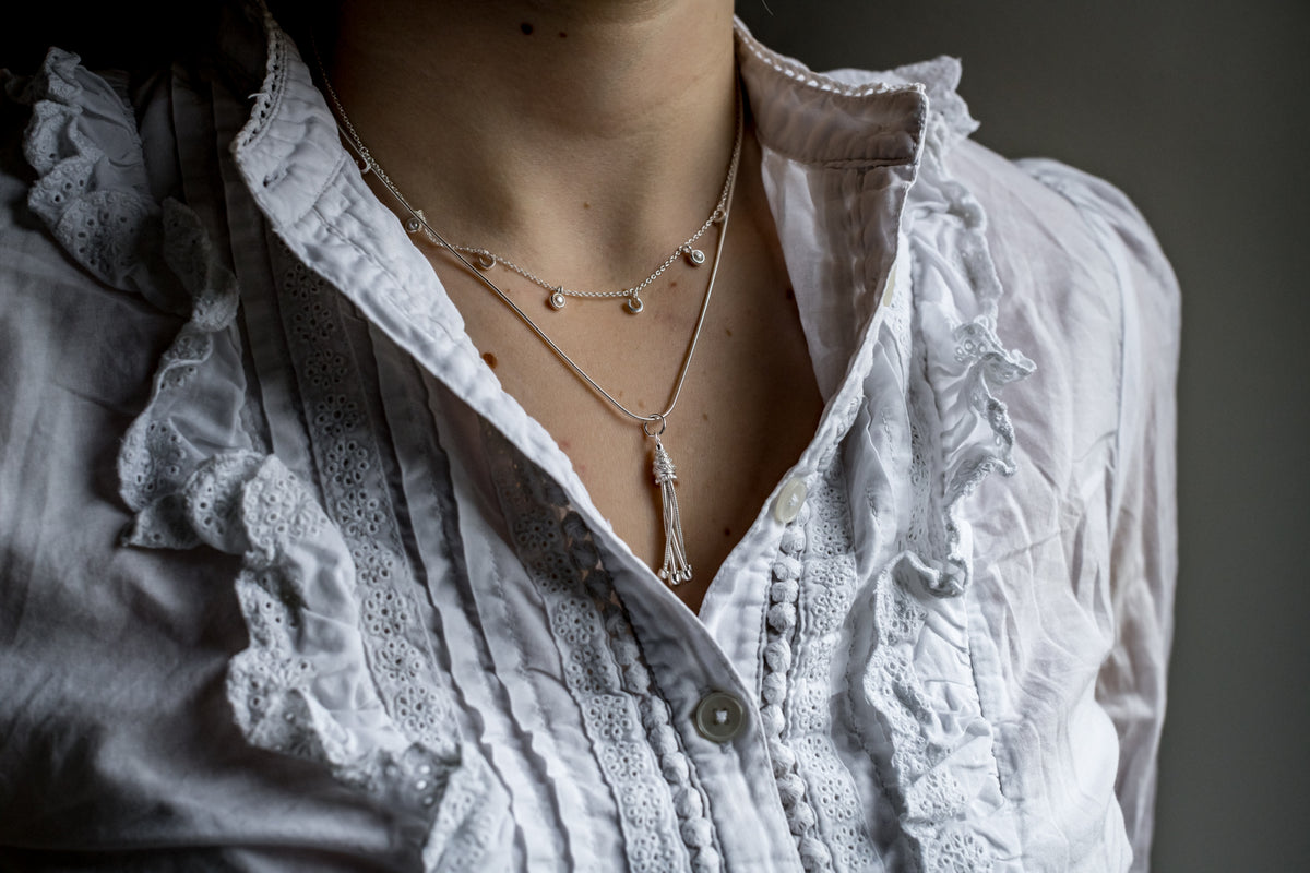 Exclusive Sterling Silver Tassel Pendant With Chain