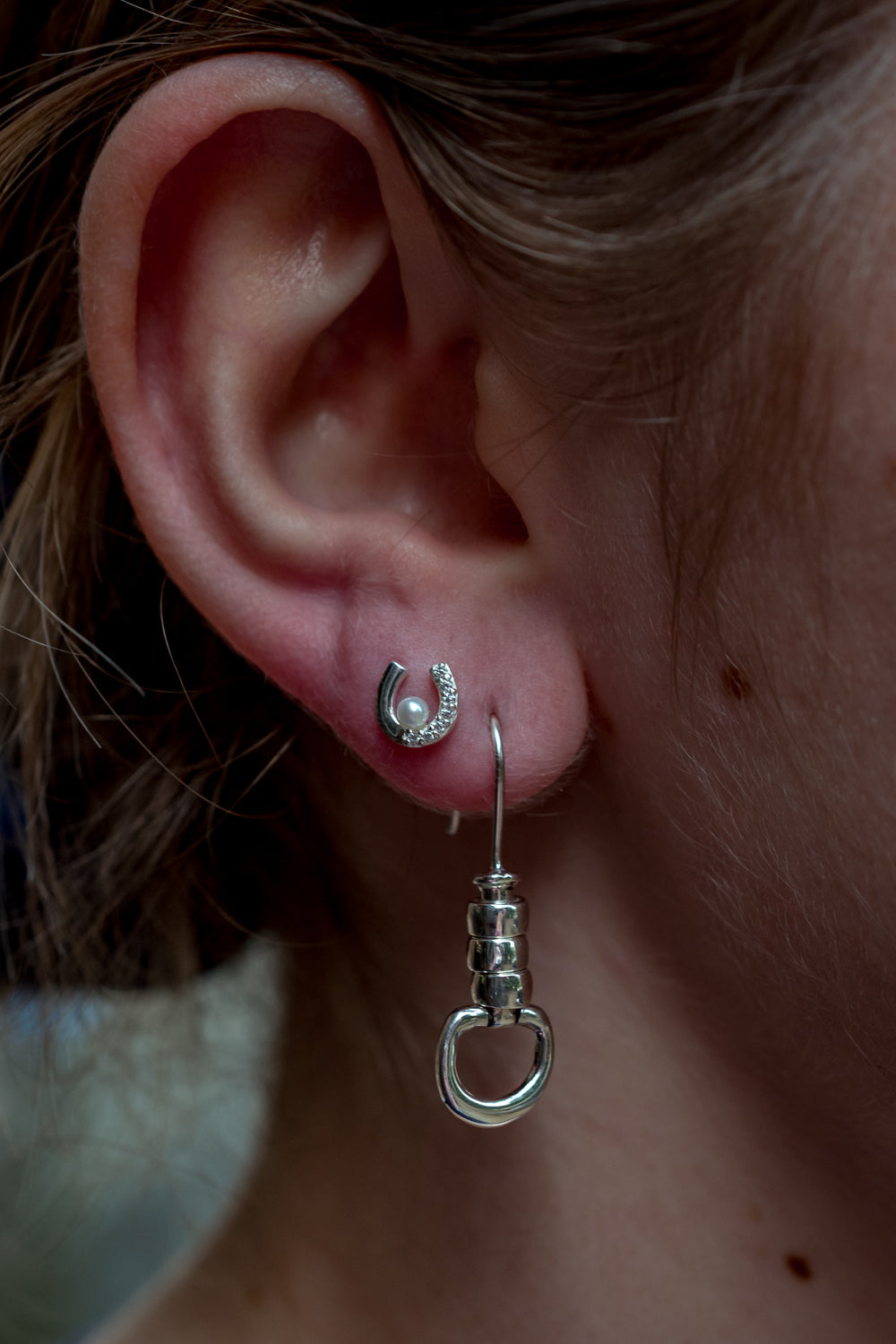 Exclusive Sterling Silver Cherry Roller Snaffle Earrings