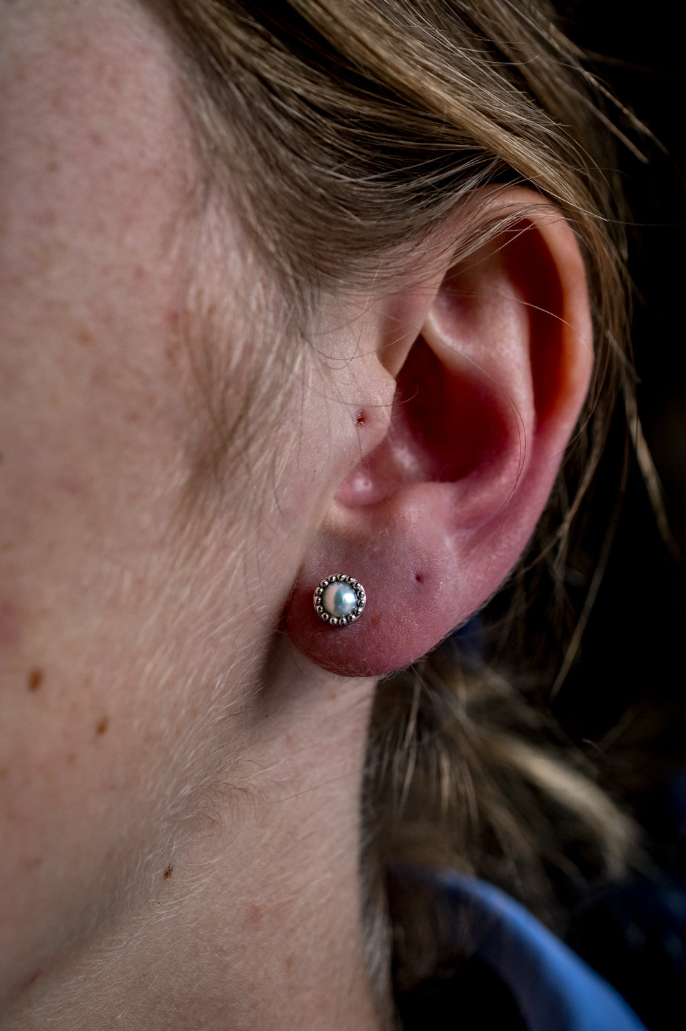 Milgrain Semi-Precious Cabochon June Birthstone Earrings