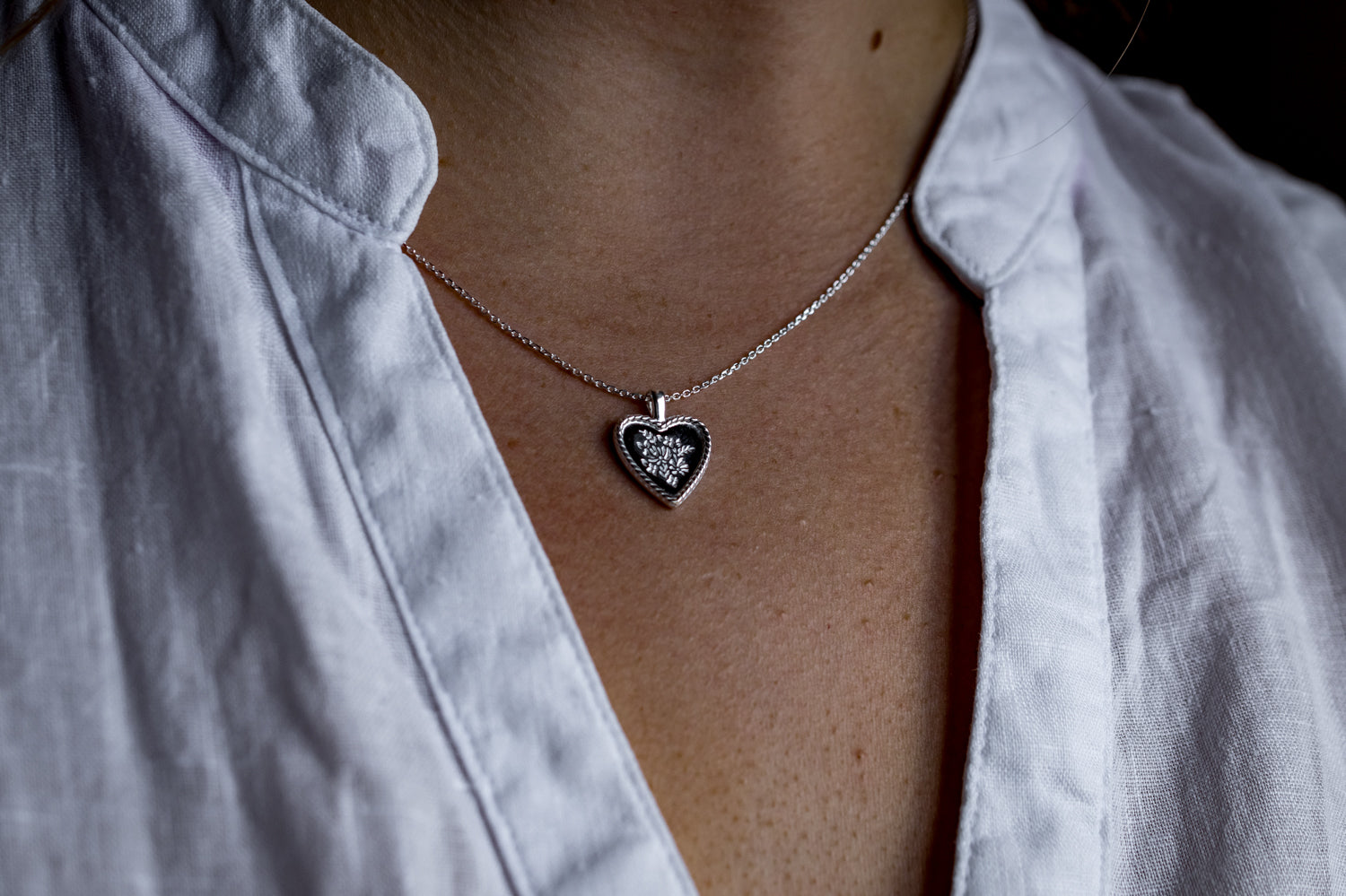 Laura Ashley Sterling Silver Spring Posy Vintage Heart Necklace