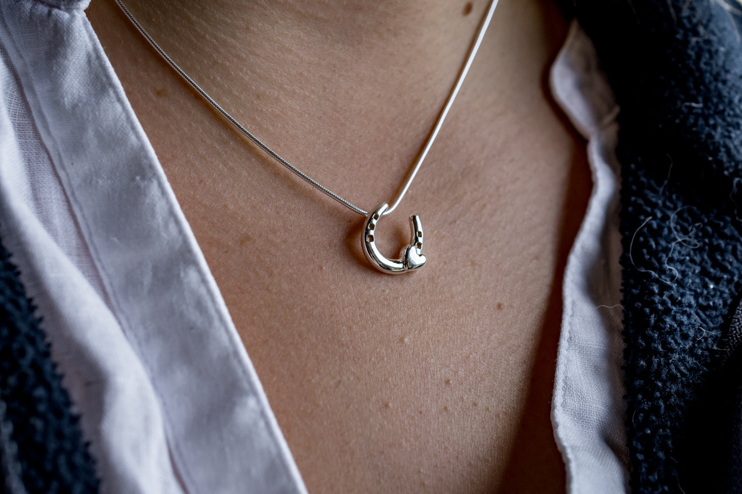 Sterling Silver Heart and Horseshoe Pendant With Chain