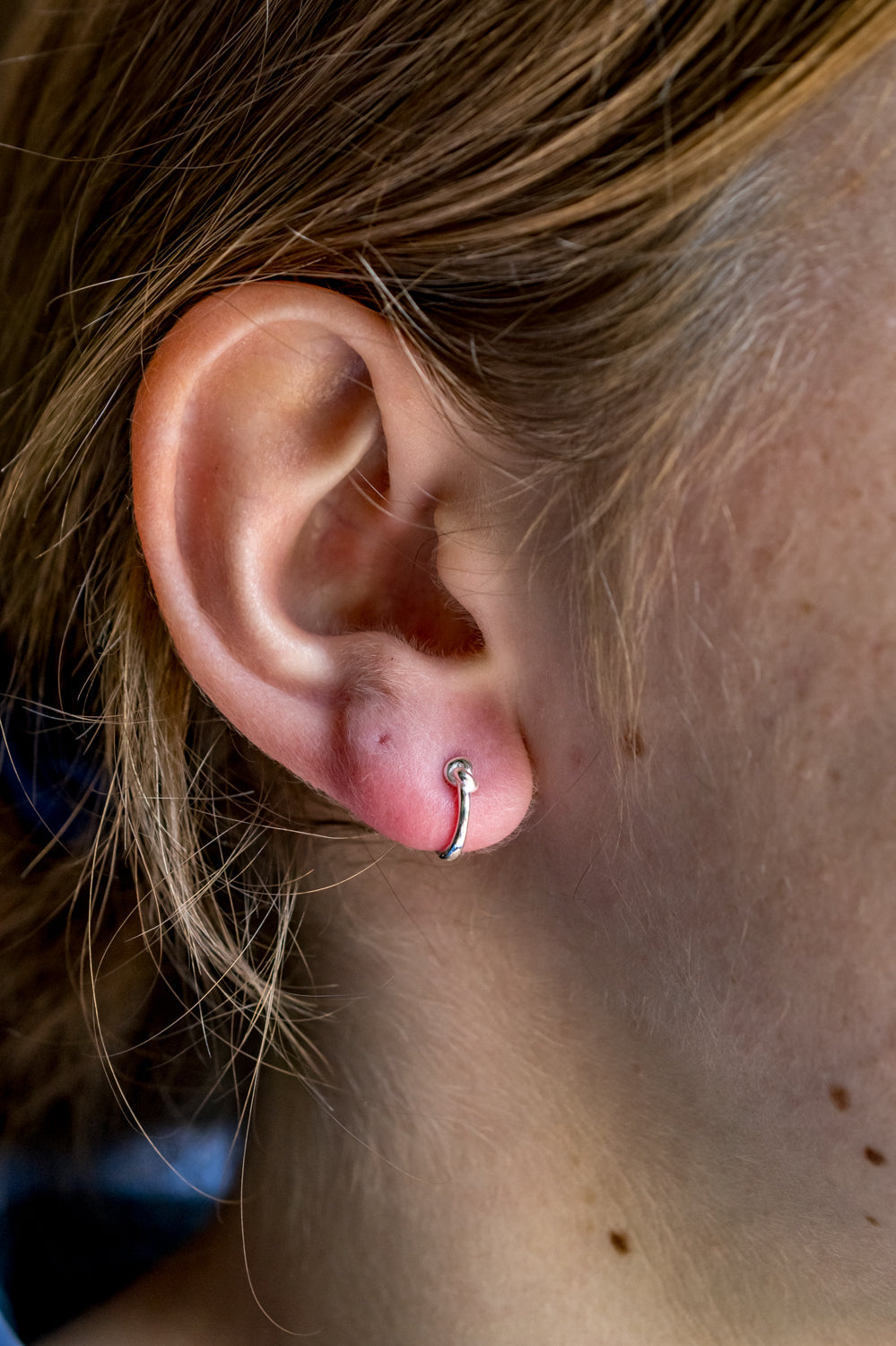 Sterling Silver Knot Huggie Hoop Earrings