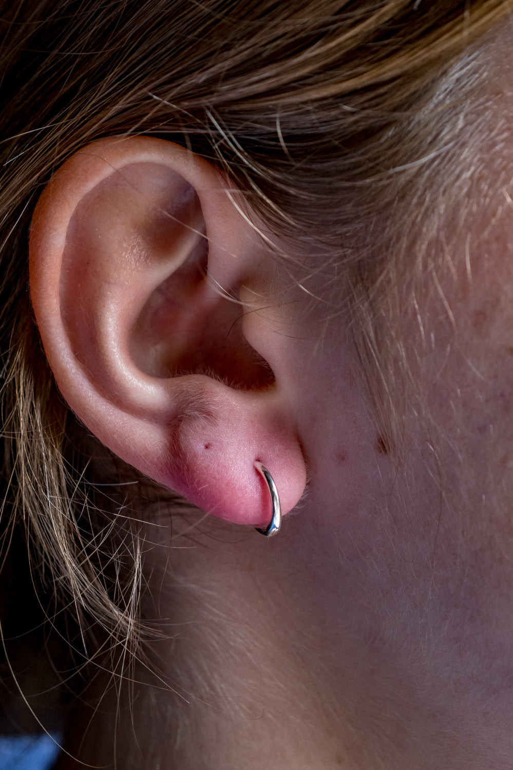 Sterling Silver Round Huggie Hoop Earrings