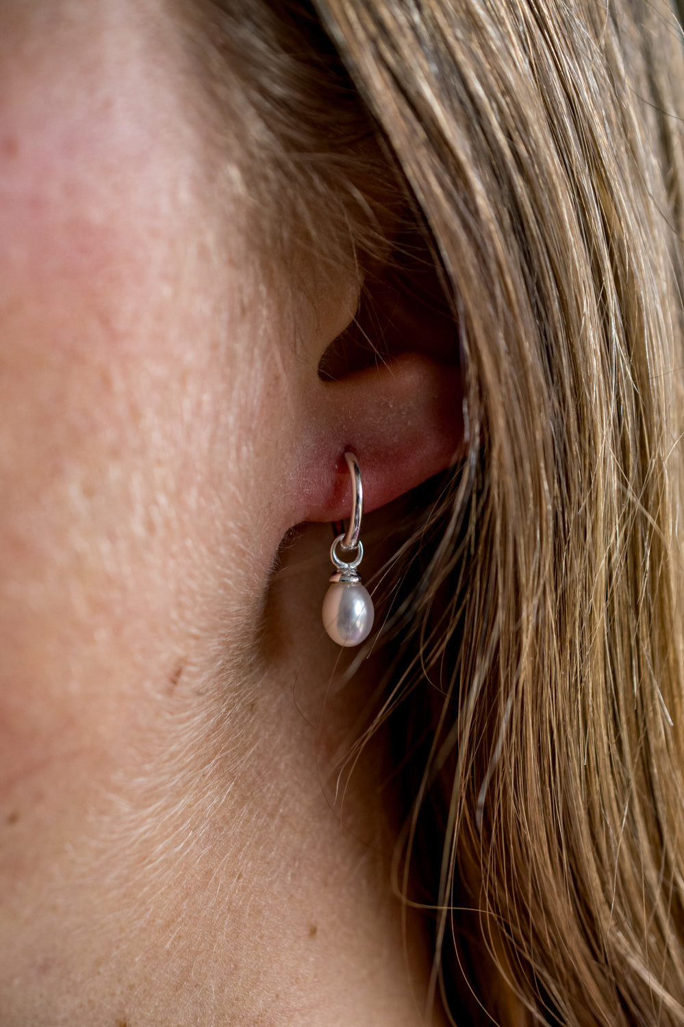 Exclusive Sterling Silver & Freshwater Pearl Huggie Hoop Earrings