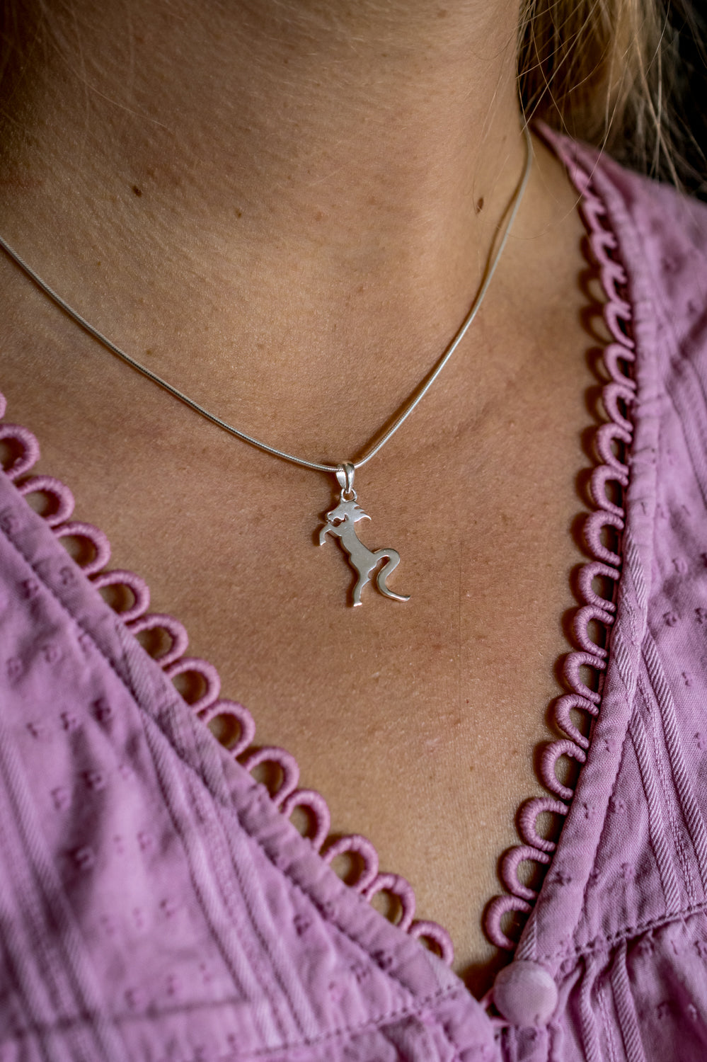 Exclusive Sterling Silver Hiho Rearing Horse Pendant With Chain