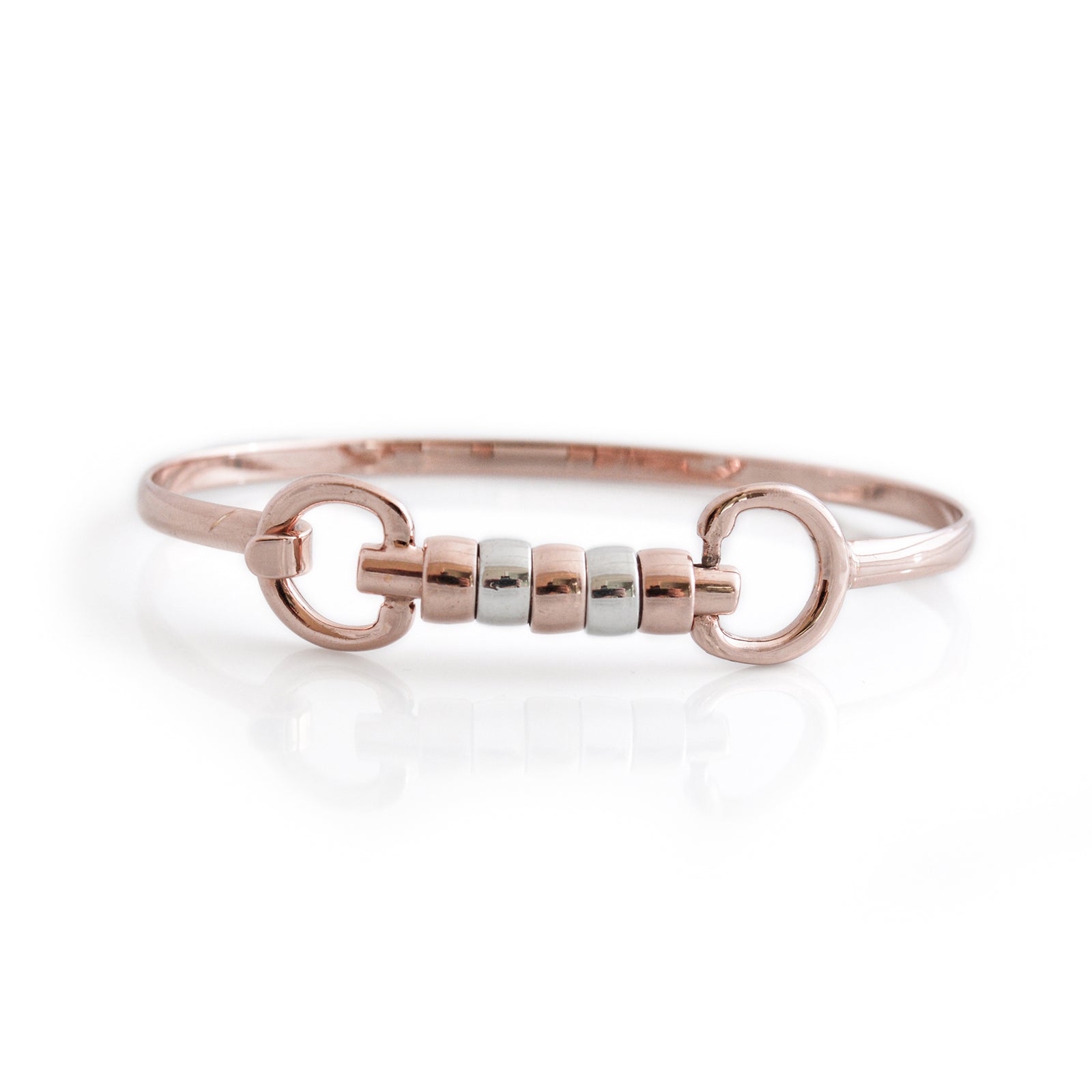 Sterling Silver & Complete 18ct Rose Gold Plated Cherry Roller Bangle