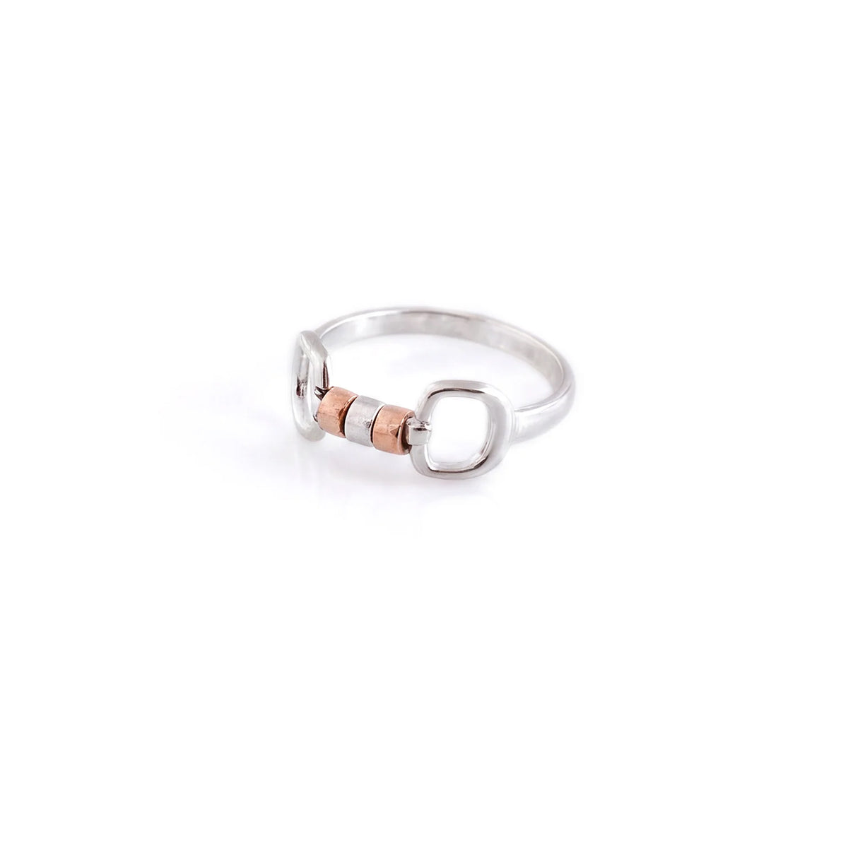Exclusive Sterling Silver & Solid 9ct Rose Gold Cherry Roller Snaffle Ring