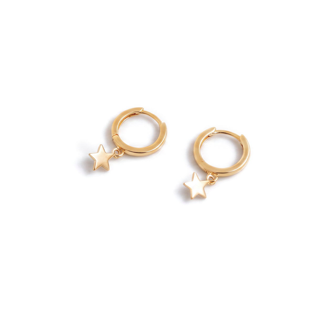 Sterling Silver & 18ct Gold Plated Star Huggie Hoop Earrings