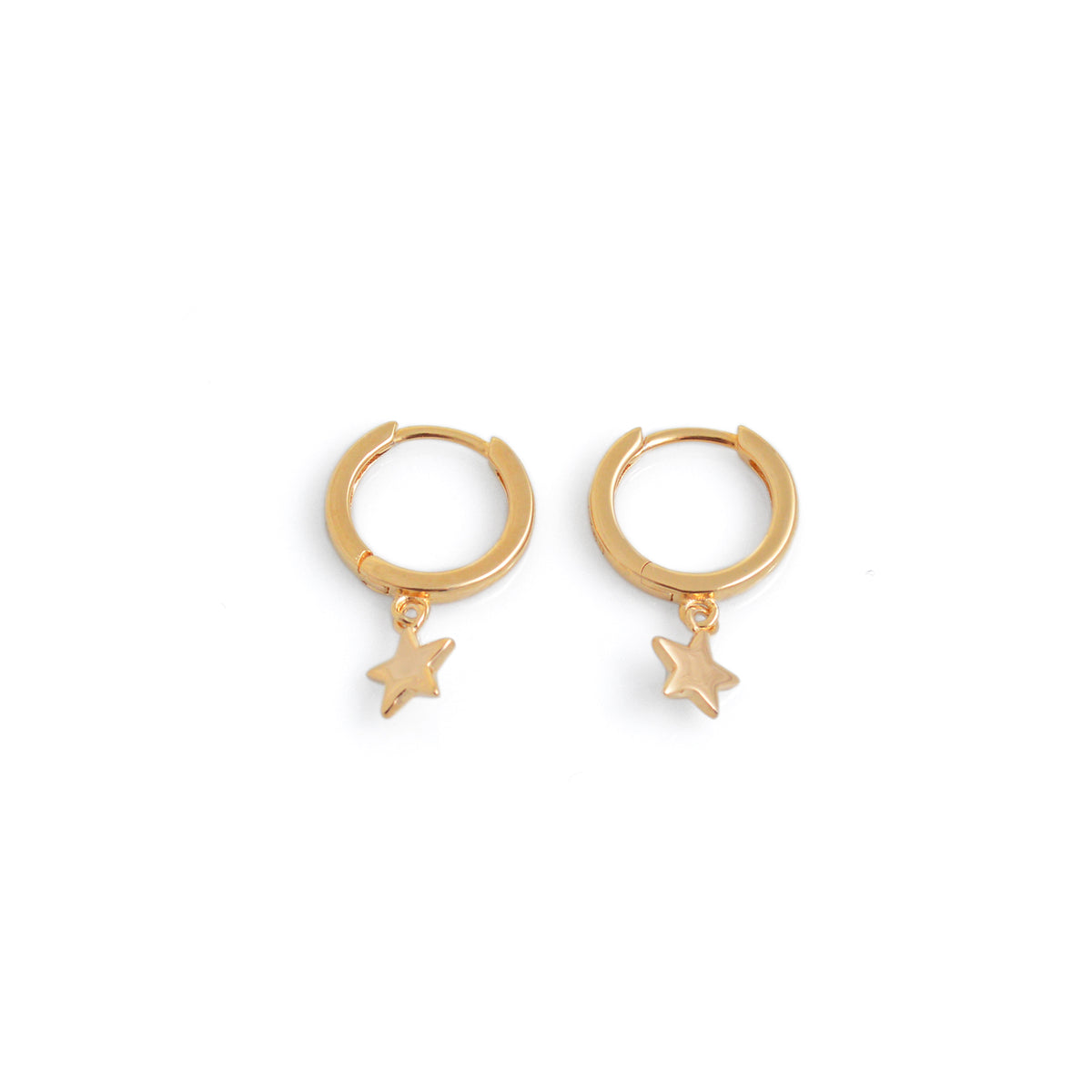 Sterling Silver &amp; 18ct Gold Plated Star Huggie Hoop Earrings