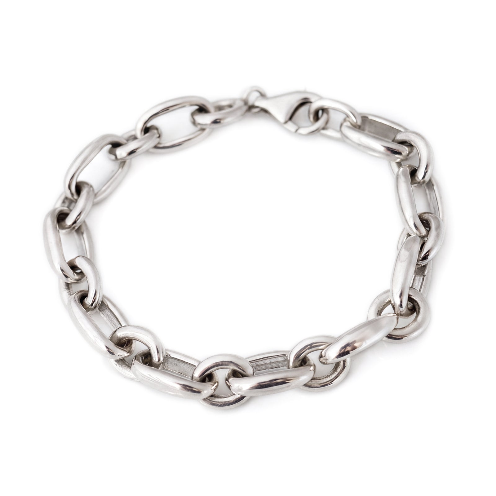 Sterling Silver Oval belcher bracelet