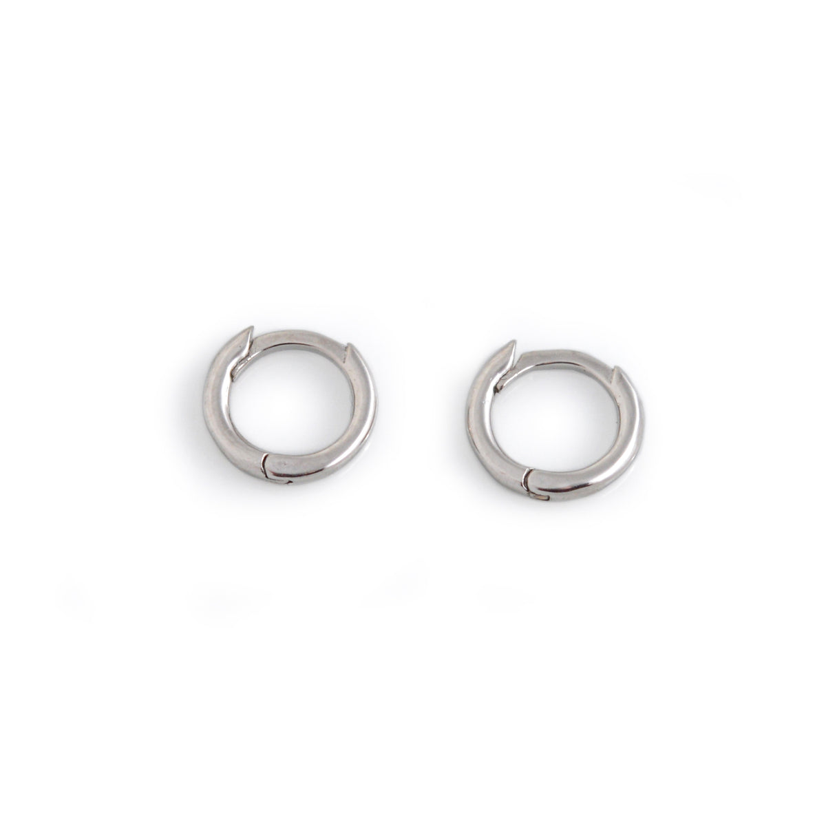 Sterling Silver Round Huggie Hoop Earrings