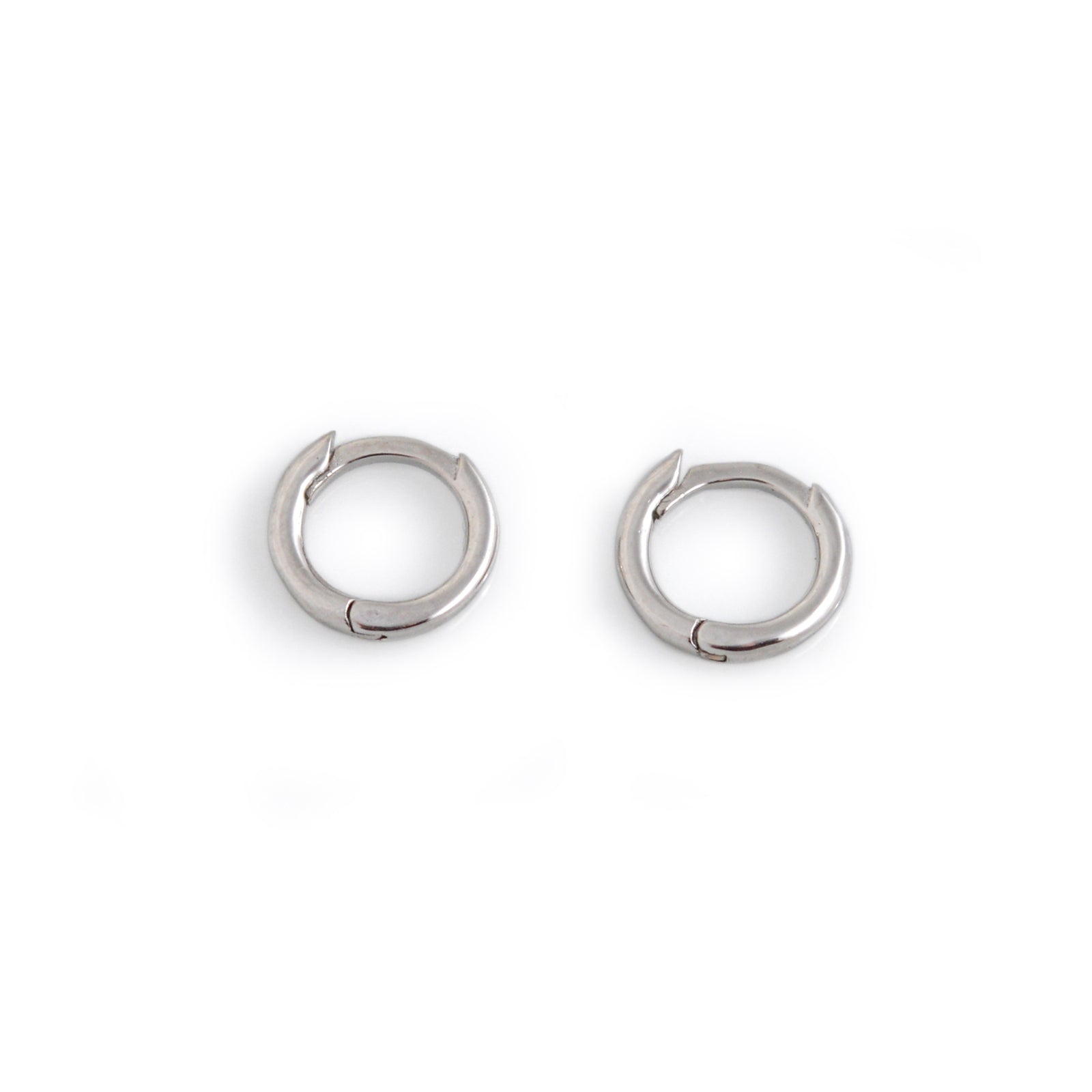 Sterling Silver Round Huggie Hoop Earrings