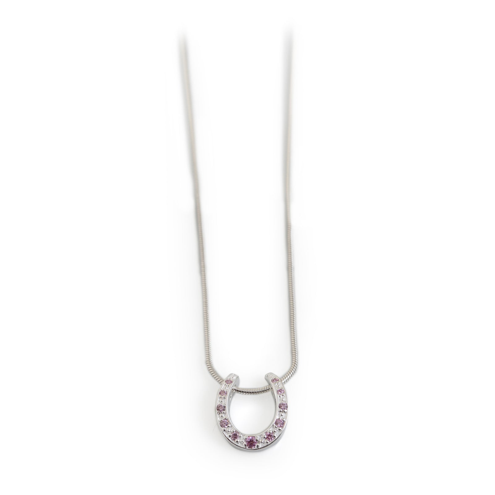 Sterling Silver & CZ Horseshoe Pendant With Chain