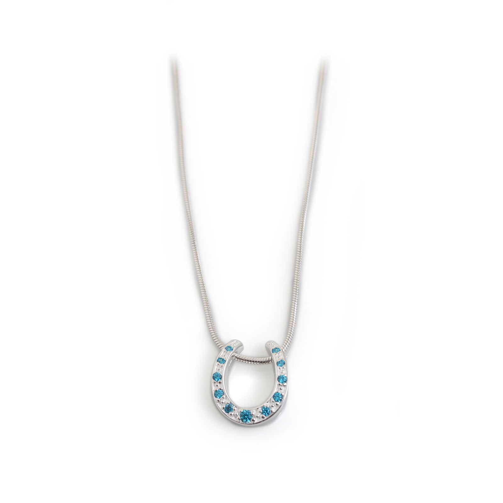 Sterling Silver & CZ Horseshoe Pendant With Chain