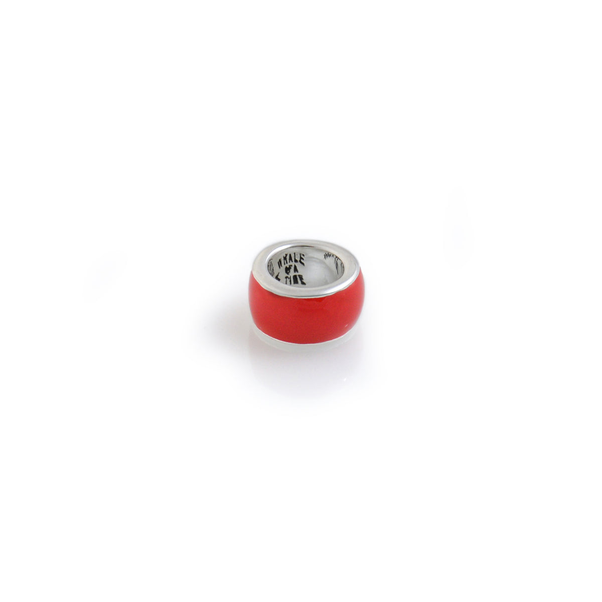 Sterling Silver Red Enamel Roller Bead