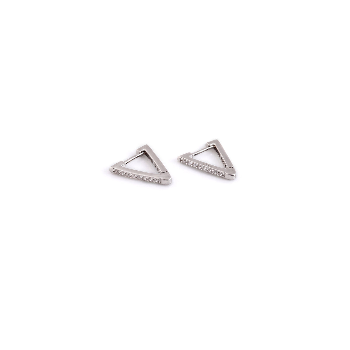 Sterling Silver & CZ Triangle Huggie Earrings