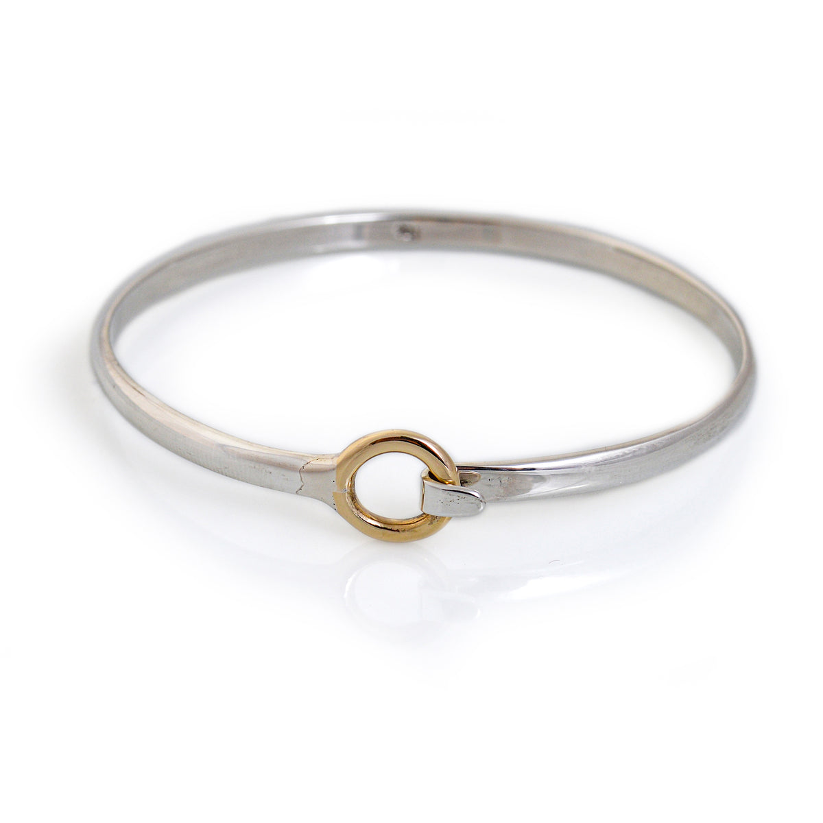 Sterling Silver &amp; Two Tone Circle Clip Bangle