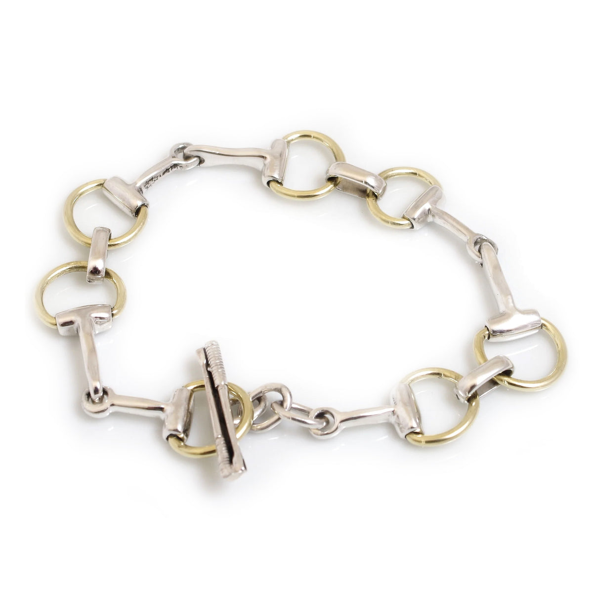 Two Tone Sterling Silver Snaffle Bracelet